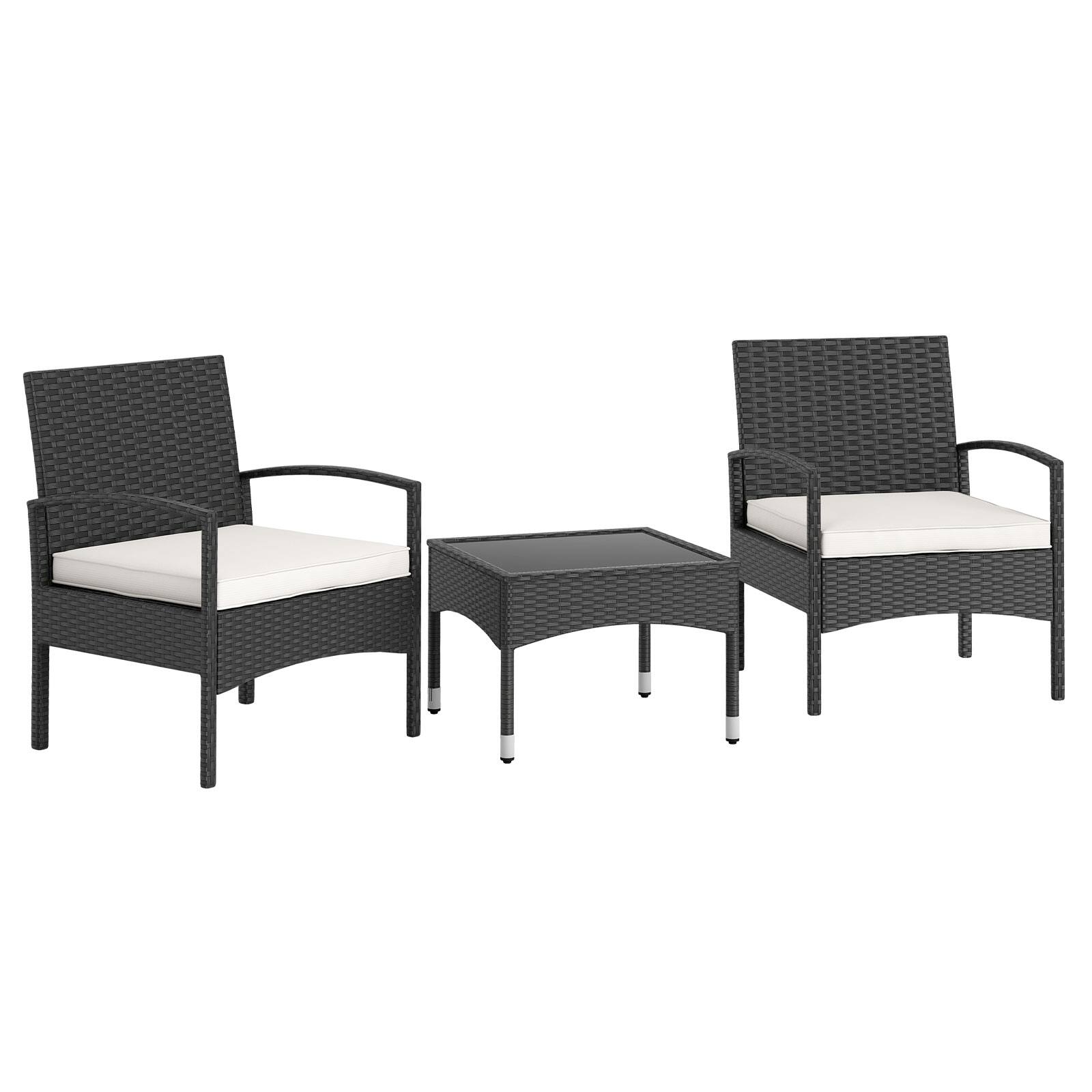Alt View 7. Ecooso - 3-Piece Patio Rattan Bistro Set with Table - Black.
