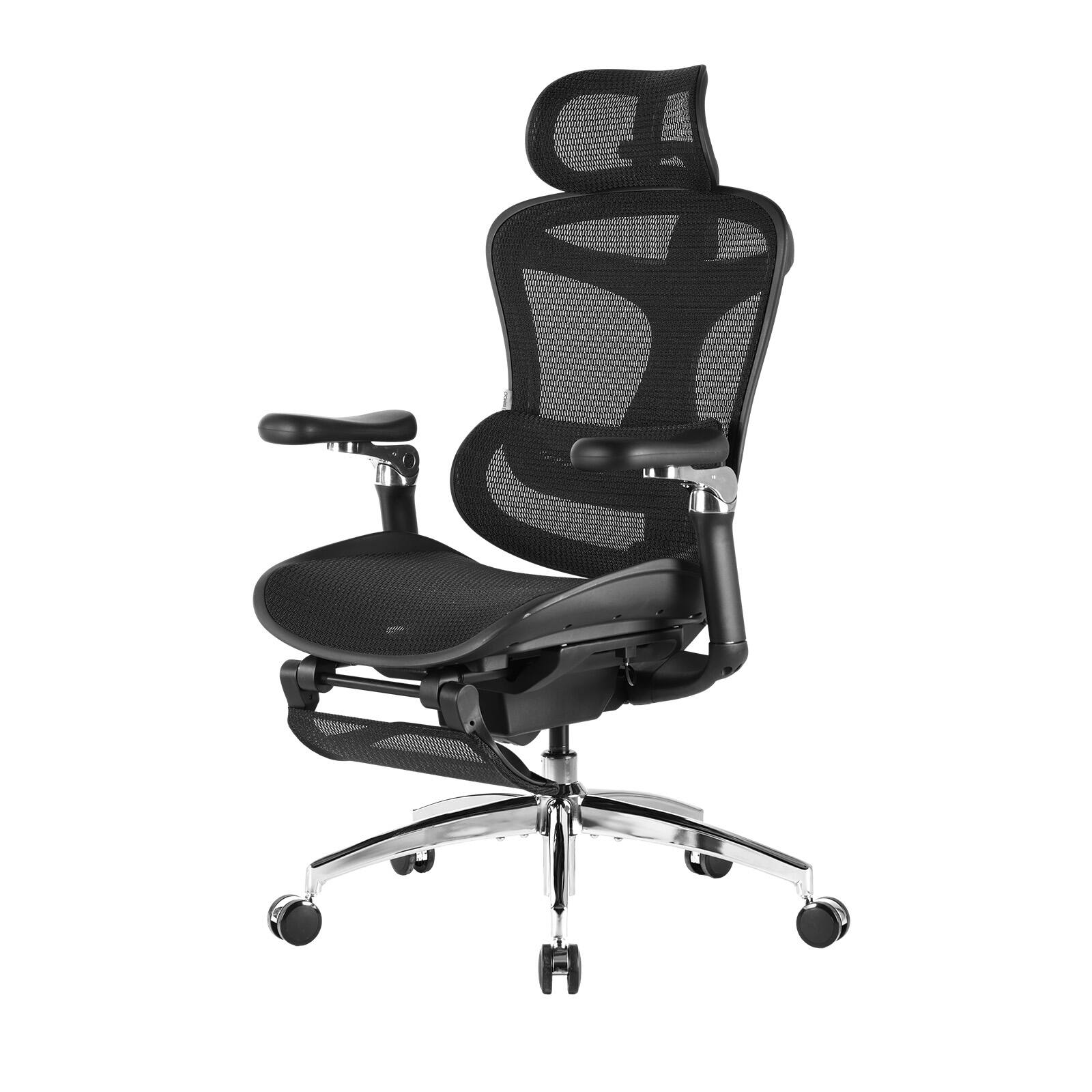 Left. SIHOO - C300 Computer Chair with Footrest，Gaming Chair with Soft 4D Armrests, Dynamic Lumbar Support and Swivel Office Chair - Basic - Black.