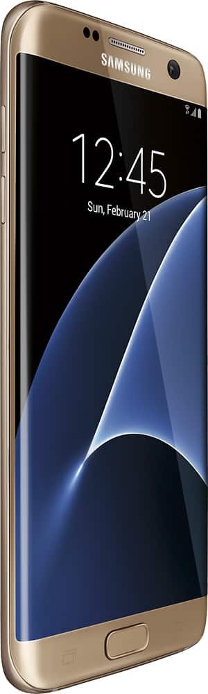 Angle. Samsung - Refurbished Galaxy S7 edge with 32GB Memory Cell Phone - Gold Platinum.