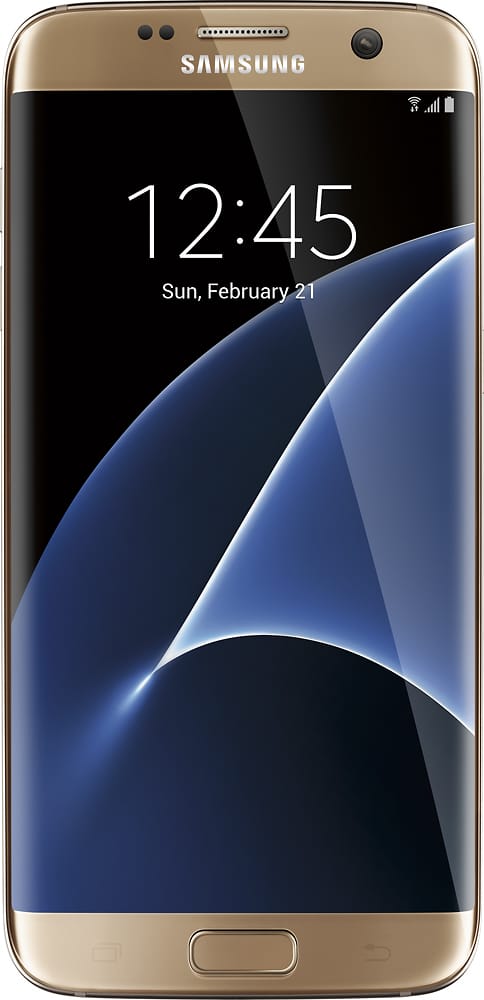 Front. Samsung - Refurbished Galaxy S7 edge with 32GB Memory Cell Phone - Gold Platinum.