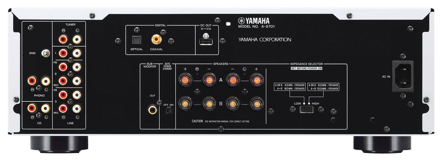 Alt View 11. Yamaha - A-S701 320W 2-Ch. Integrated Amplifier - Silver.