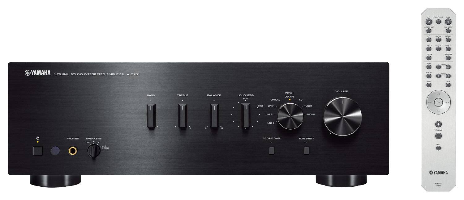 Front. Yamaha - A-S701 320W 2-Ch. Integrated Amplifier - Black.
