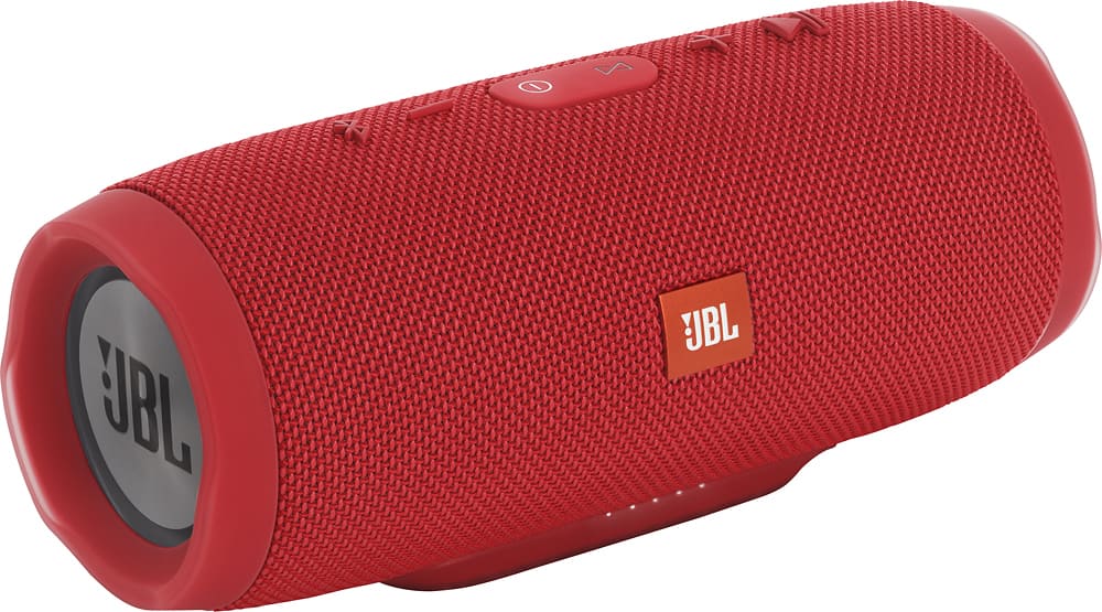 Angle. JBL - Charge 3 Portable Bluetooth Speaker - Red.