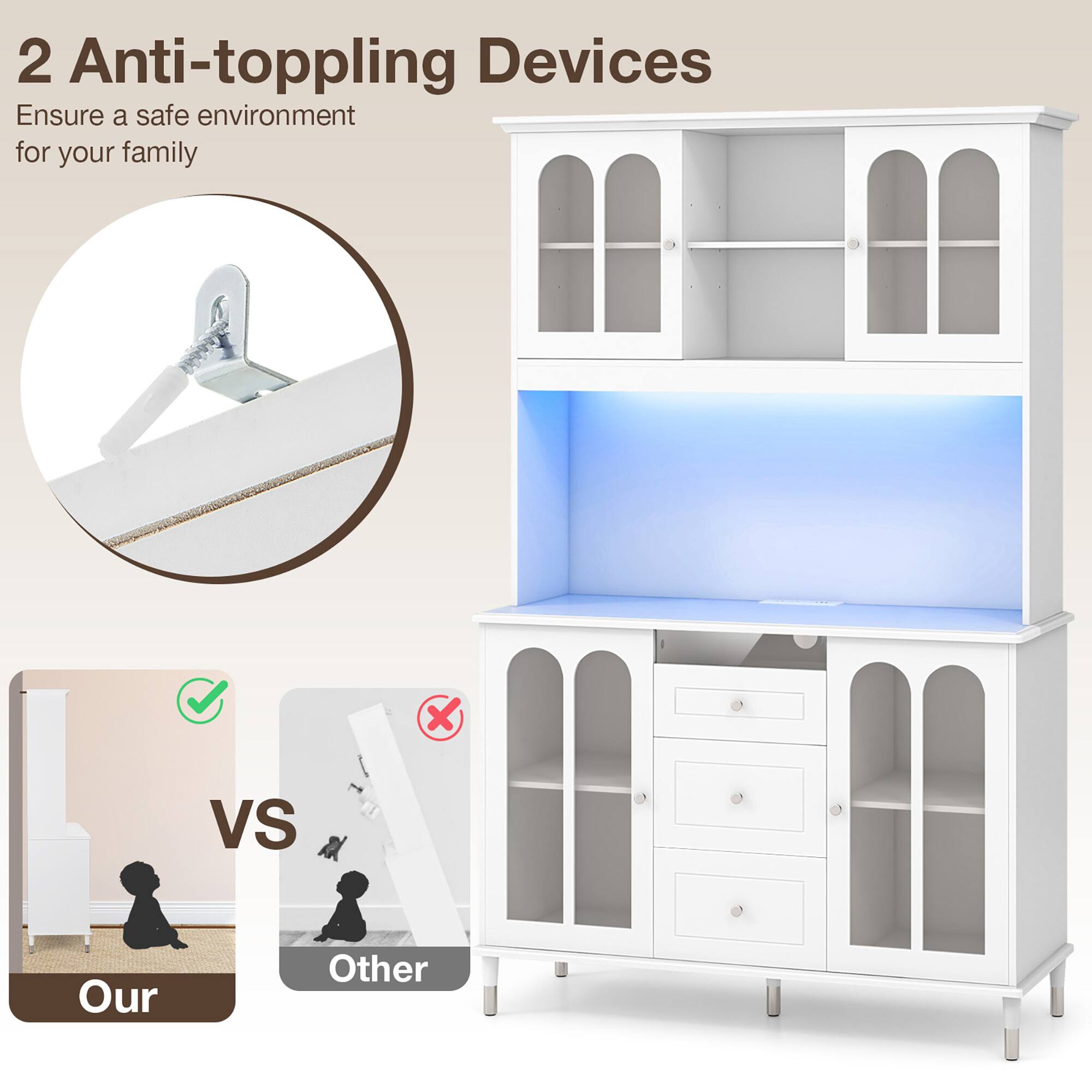 2 Anti-toppling Devices  
Ensure a safe environment for your family  

Our  
VS  
Other