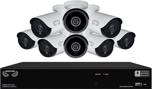Night Owl - 8-Channel, 8-Camera Indoor/Outdoor Wired 1080p 2TB DVR Integrated Battery Backup Surveillance System - Larger Front