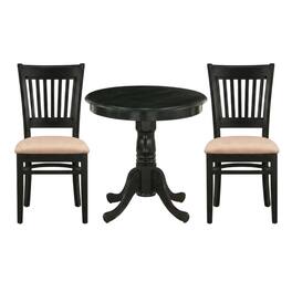 FurniFact - Solid Wood Round Dining Table & Chairs 3-Piece Set - Multi-Color