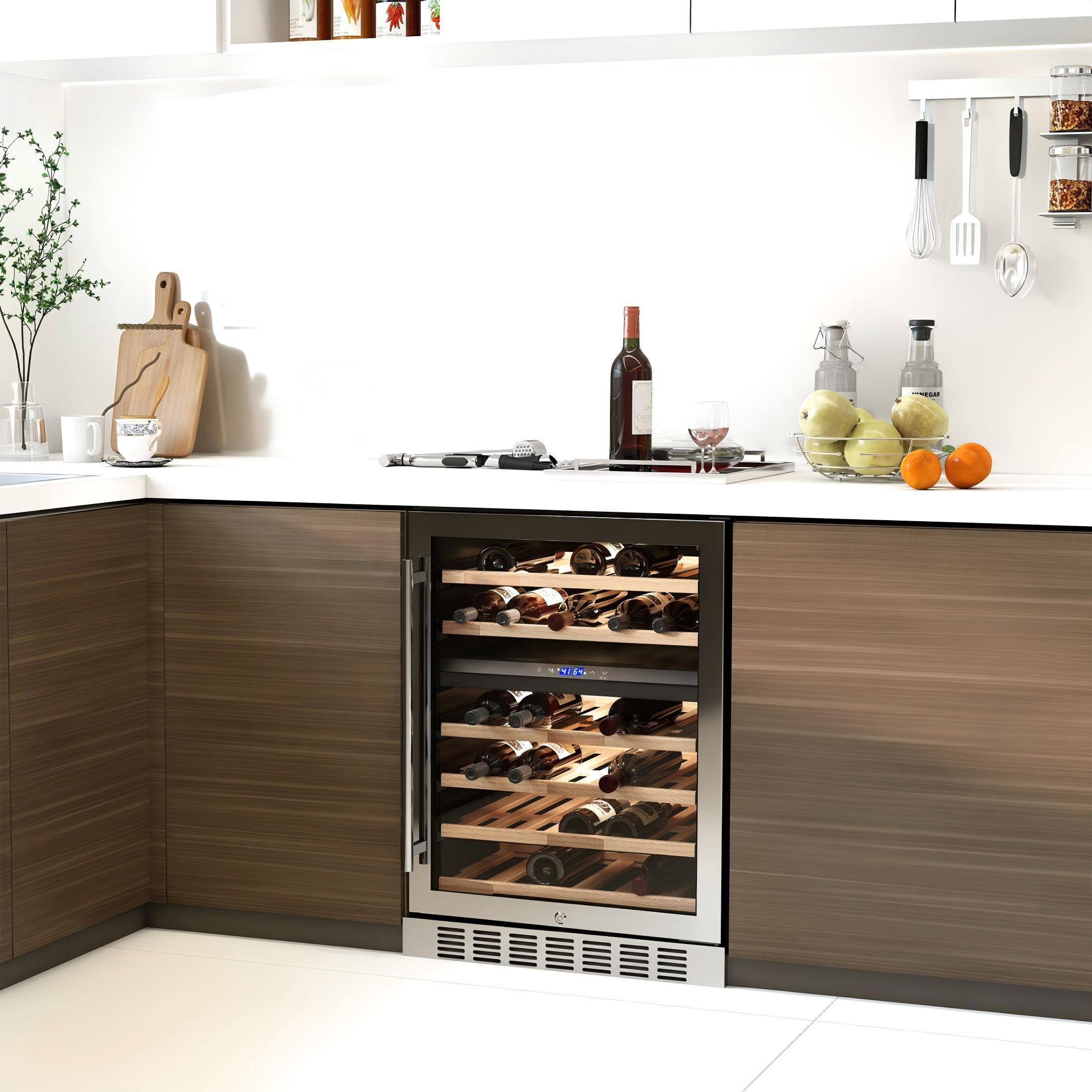 Alt View 9. Etust - Etust 32" Dual Zone Wine Fridge, 46-Bottle Mini Fridge, 41-64℉, Small Beverage Refrigerator for Home Bar & Wine Storage - Black.