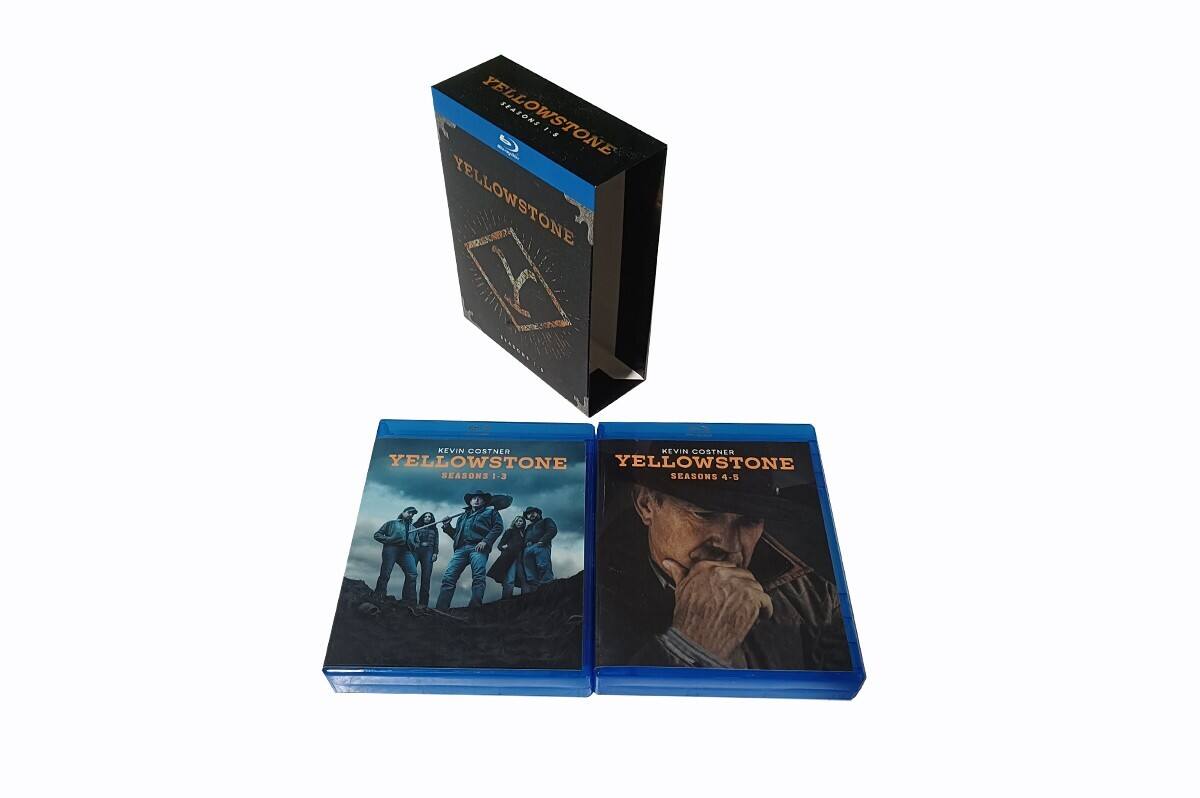 Left. Yellowstone Complete Series Seasons 1-5 Blu-Ray Box Set.