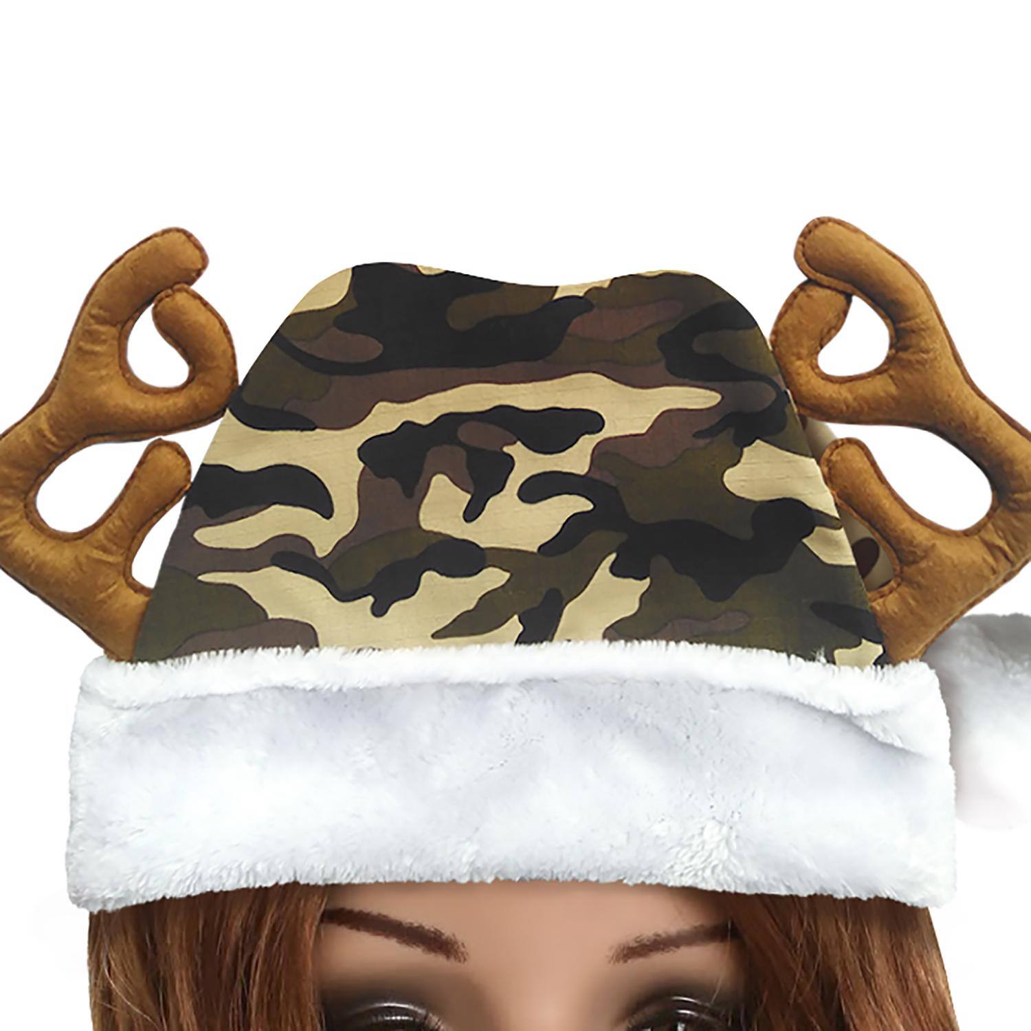 Angle. Dyno - Dyno Multicolored Camo with Antlers Santa Indoor Christmas Decor 17 in. (Case of 12) - Multicolored.