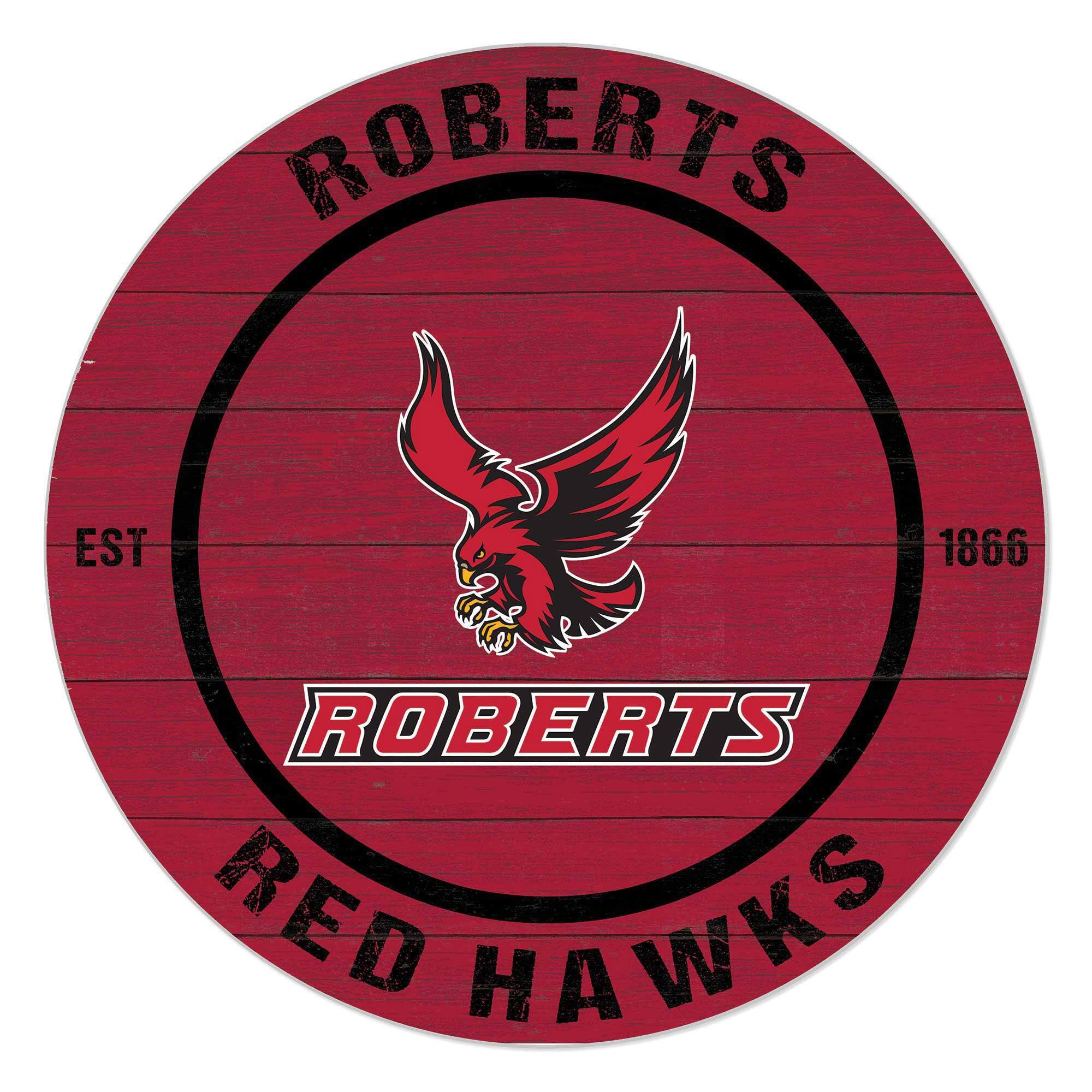 Roberts Wesleyan Redhawks 20" Indoor/Outdoor Team Color Circle Sign
