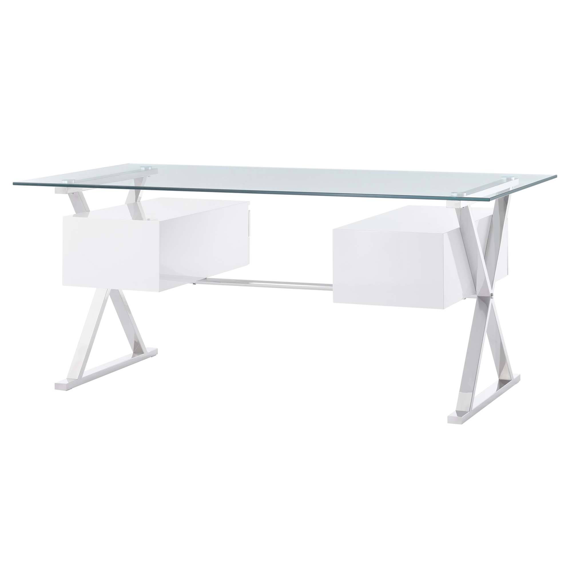 Alt View 4. Modway - Sector 71" Glass Top Glass Office Desk by Modway - White.
