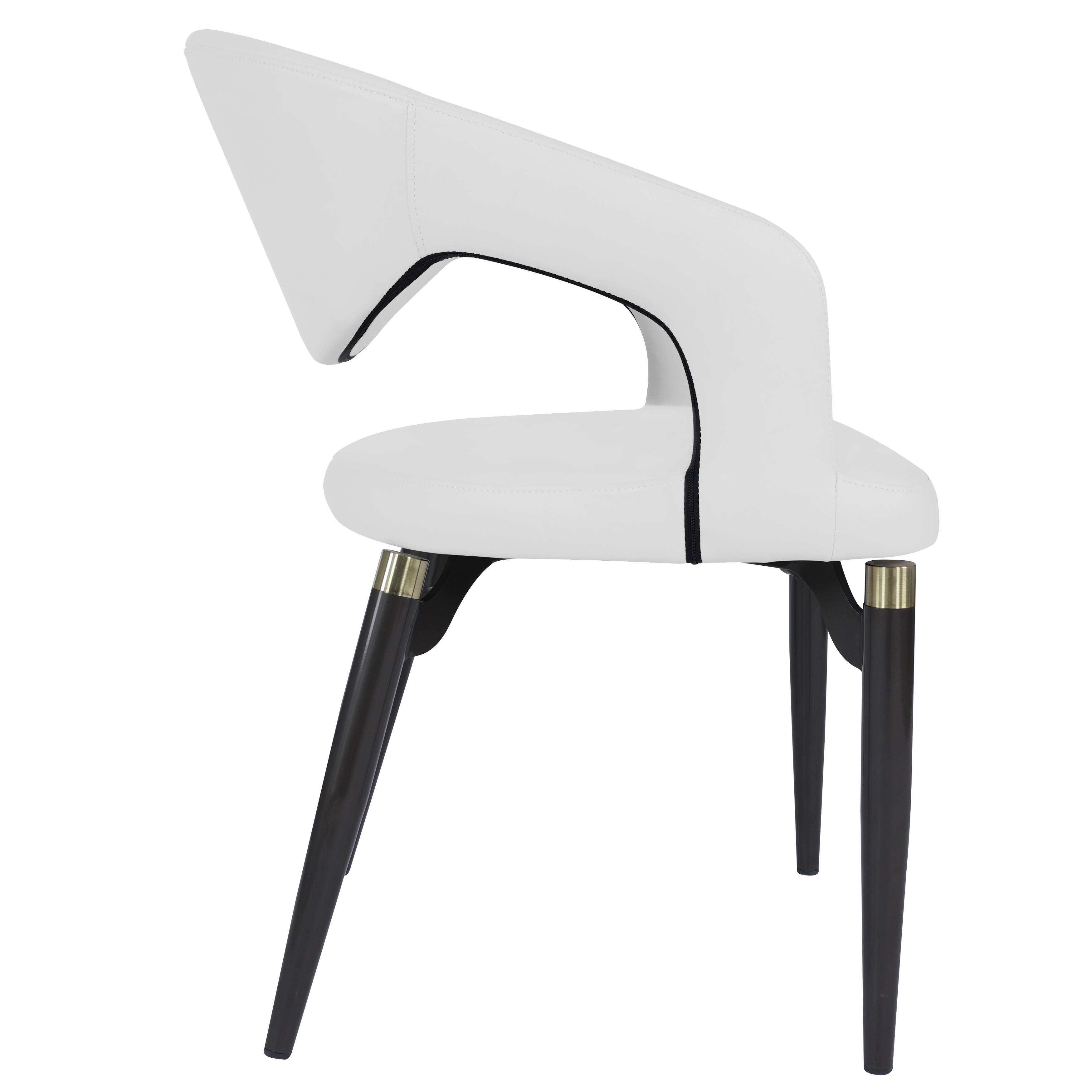 Alt View 4. LeisureMod - Entice Modern PU Leather Dining Chair, Open Back Accent Kitchen Chair, Heavy Duty - White.
