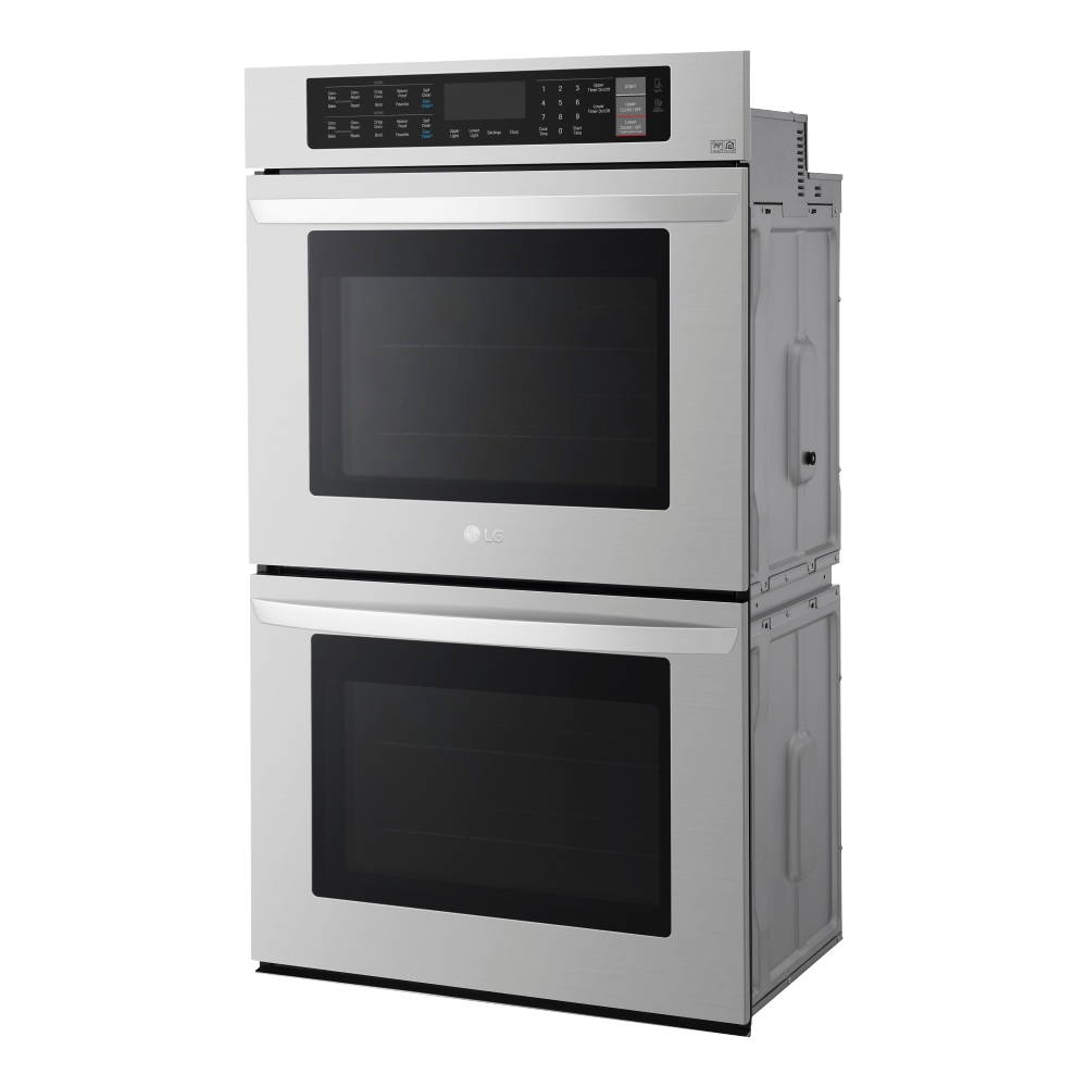Left View: LG - 30" Built-In Electric Convection Double Wall Oven with EasyClean - Stainless Steel