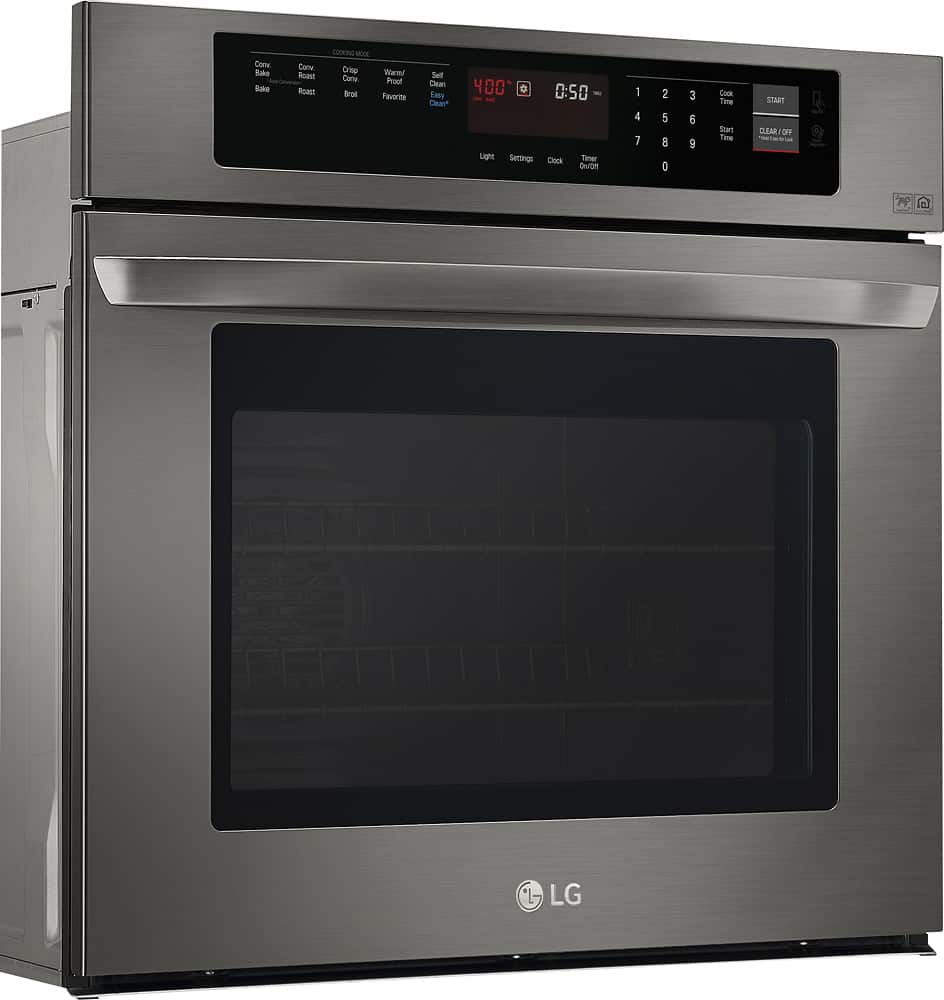 Angle. LG - 30" Built-In Single Electric Convection Wall Oven with EasyClean - Black stainless steel.