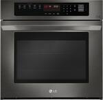 LG - 30" Built-In Single Electric Convection Wall Oven - Black stainless steel - Front_Standard