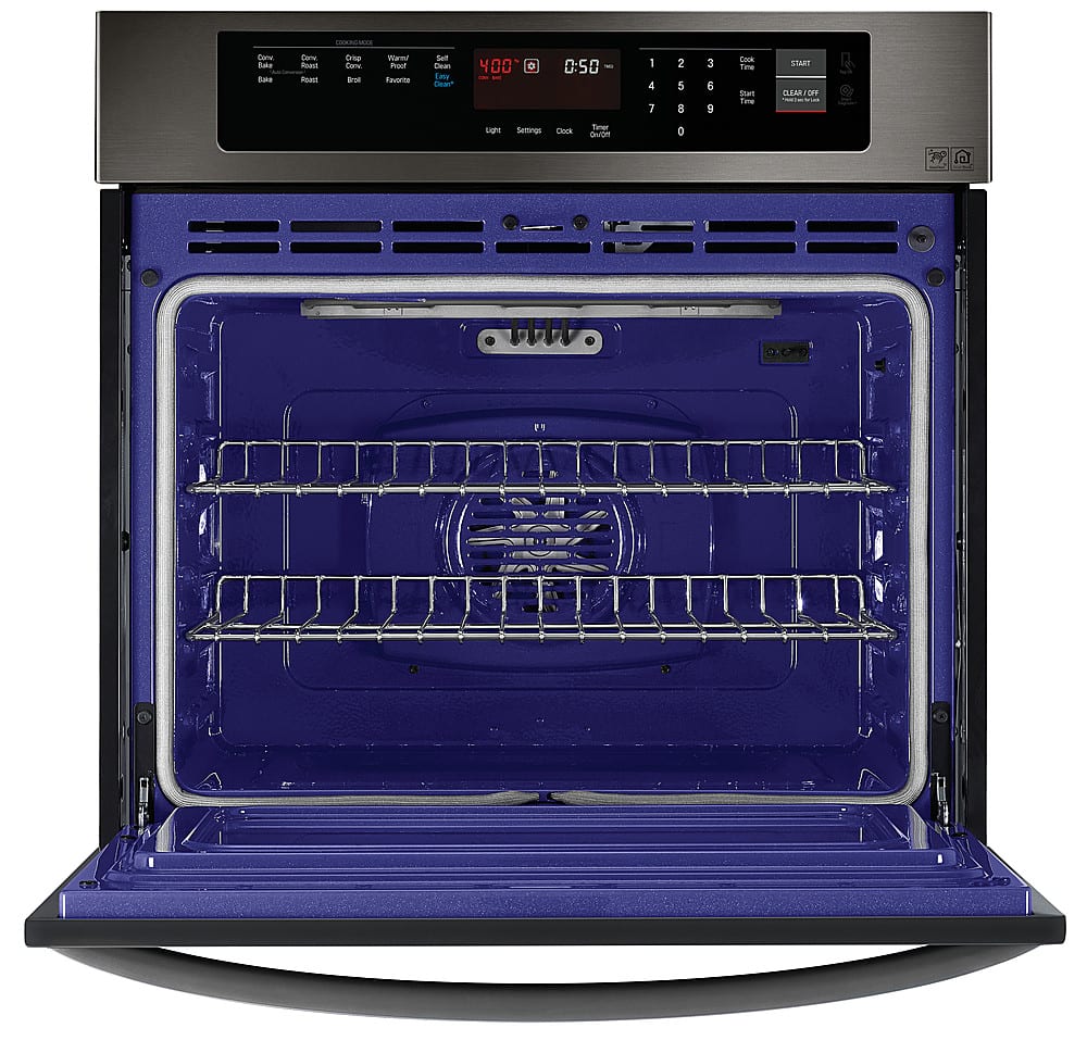 Alt View 1. LG - 30" Built-In Single Electric Convection Wall Oven with EasyClean - Black stainless steel.