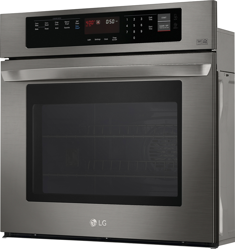 Left View: GE - 30" Built-In Single Electric Wall Oven - Stainless Steel