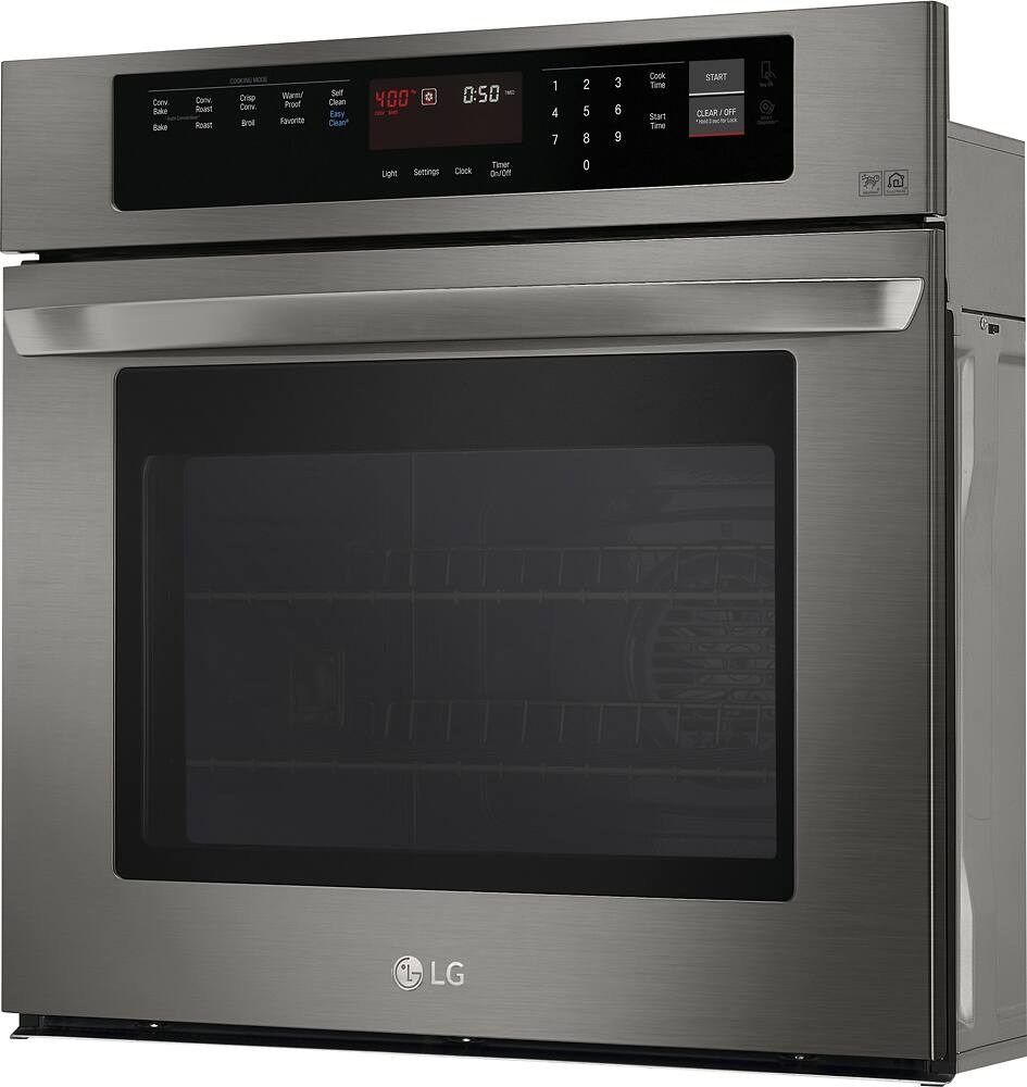 Left. LG - 30" Built-In Single Electric Convection Wall Oven with EasyClean - Black stainless steel.