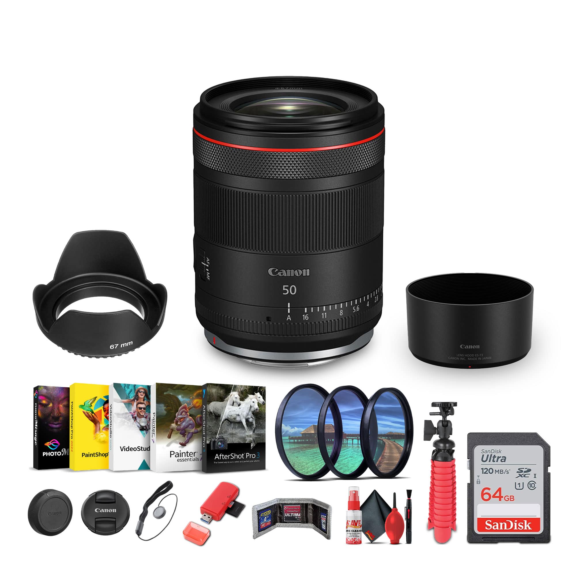 Canon - RF 50mm f/1.4 L VCM Hybrid Lens (Canon RF) + Sling Backpack + More - Black