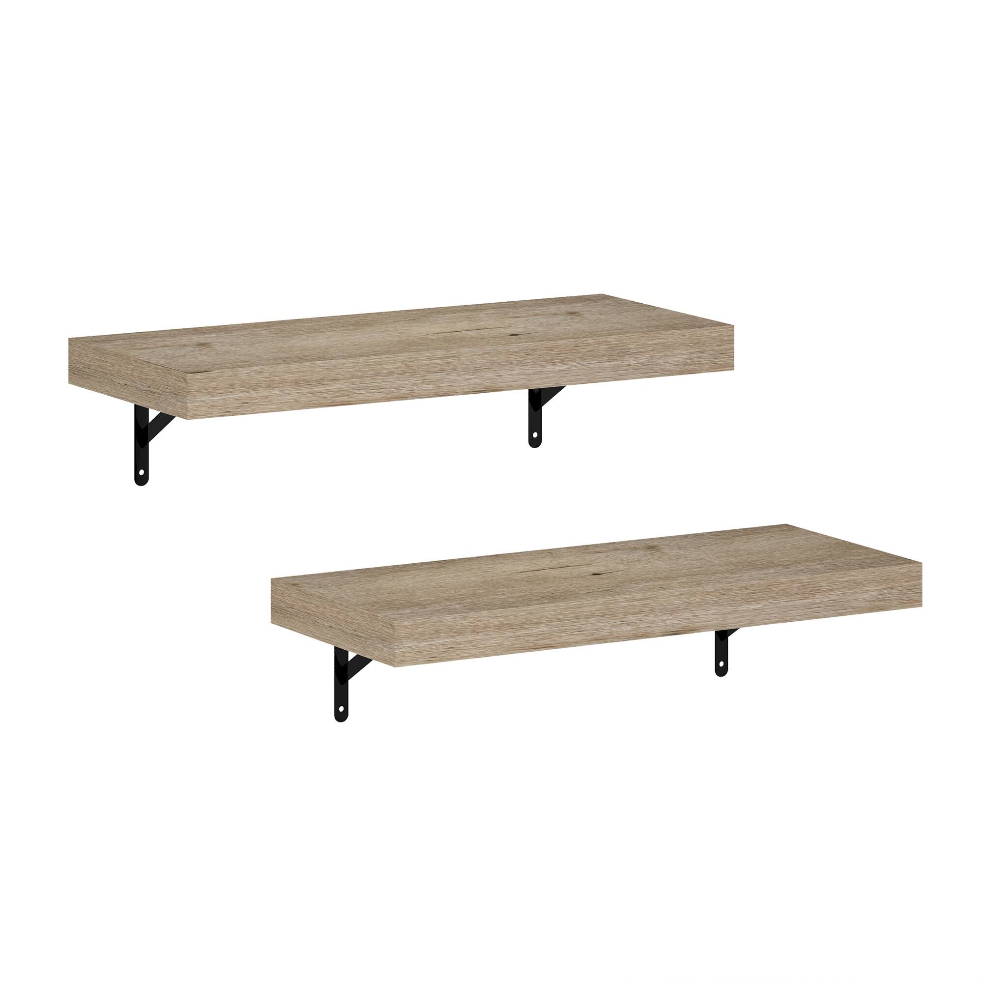 Front. Furinno - Tanna 22-Inch Wall Mounted Floating Display Shelves, Set of 2 - Natural.