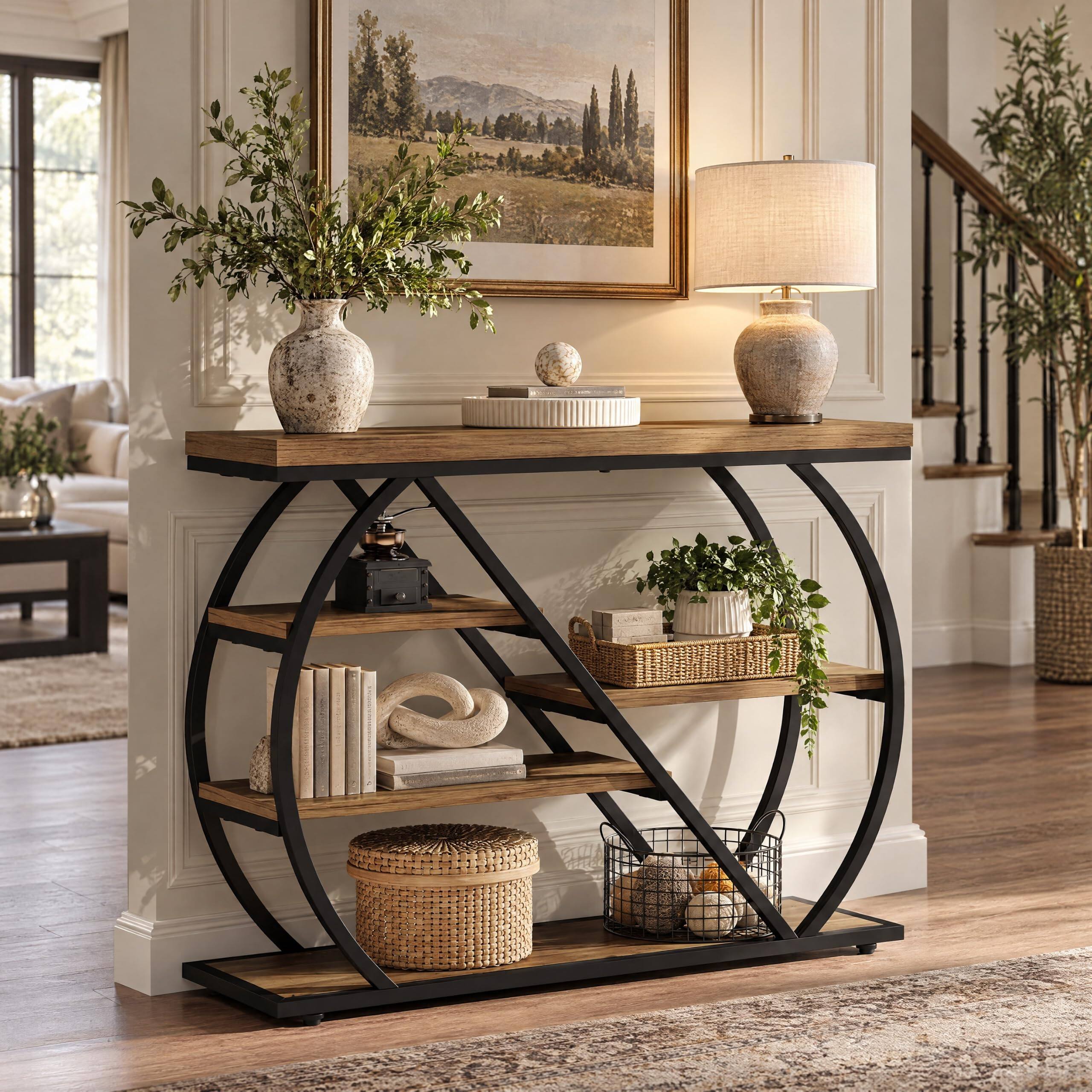 Alt View 5. Tribesigns - 41.3" Console Table with Storage - Brown + Black.