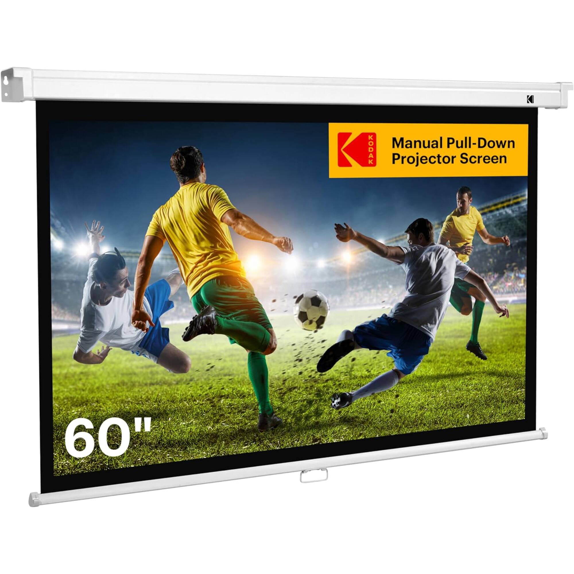 Kodak - 60" Manual Pull Down Projector Screen, Large 16:9 Retractable Projector Screen