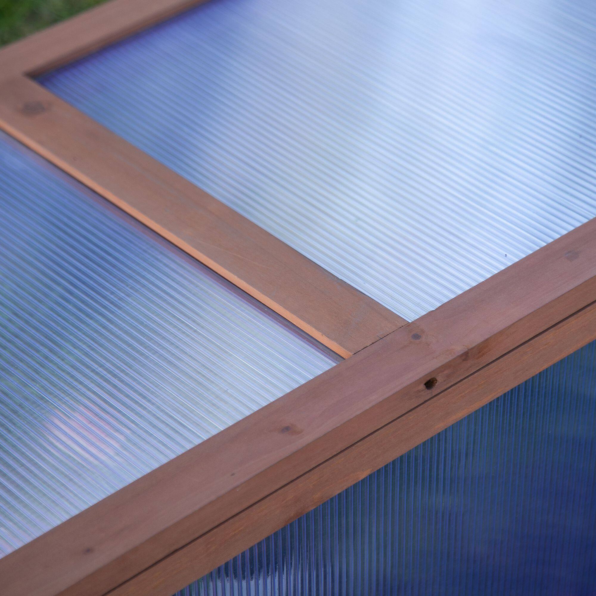 Alt View 7. Outsunny - Cold Frame Greenhouse, Mini Greenhouse with Polycarbonate Board and Solid Wood Frame - Brown.