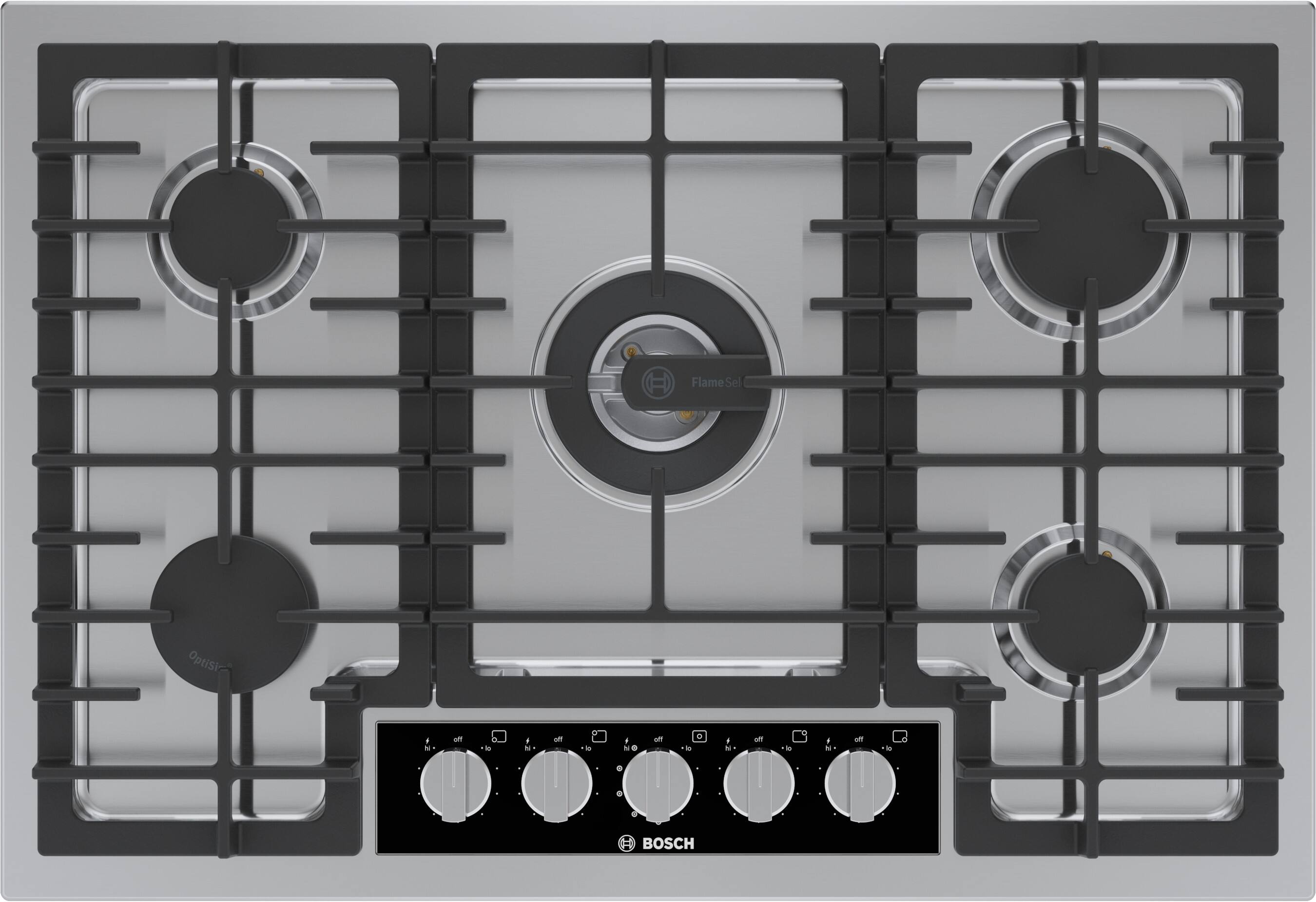 Bosch - Benchmark Series 30" Built-In Gas Cooktop with 5 burners - Stainless Steel - Front_Zoom