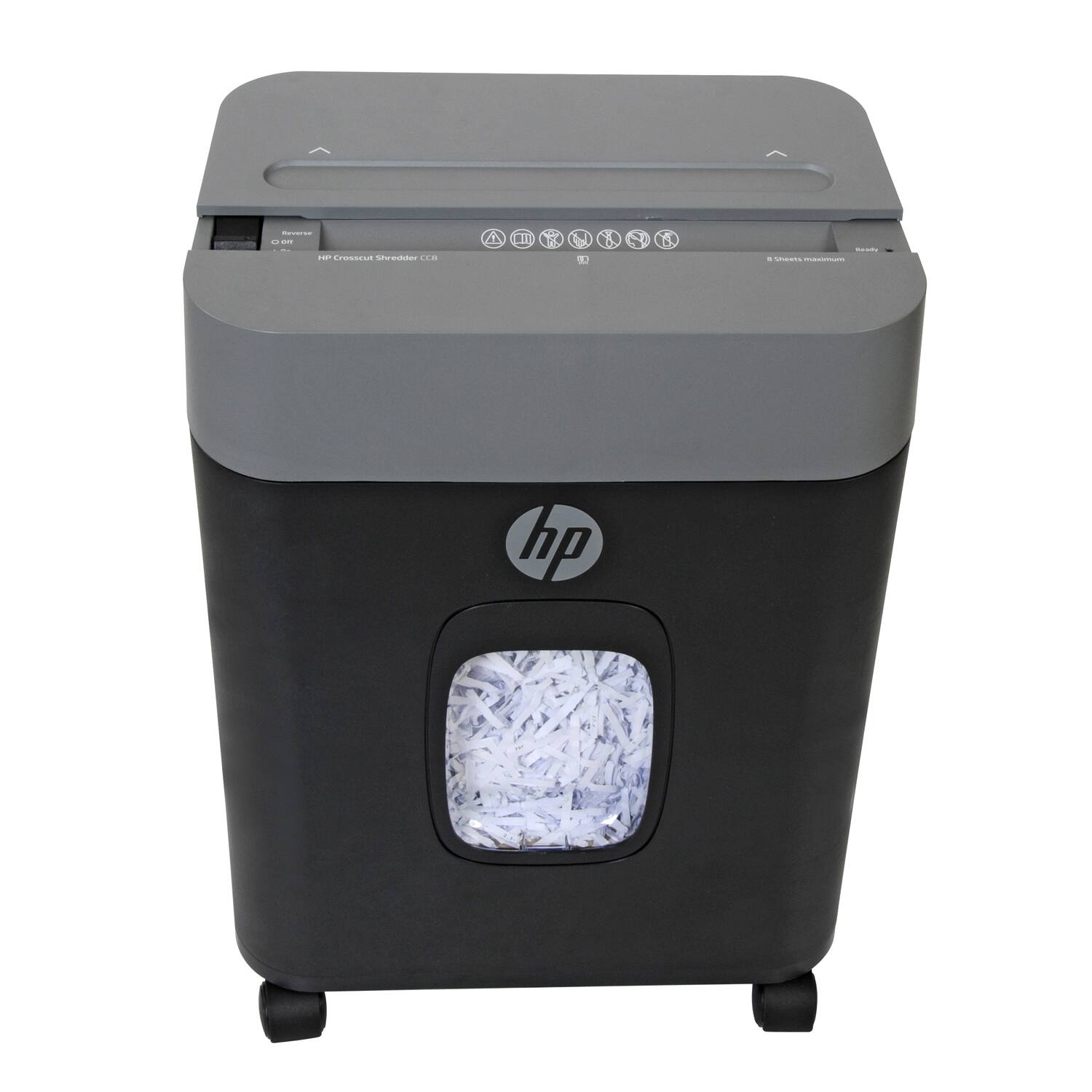 Front. HP - 8-Sheet Crosscut Paper Shredder.