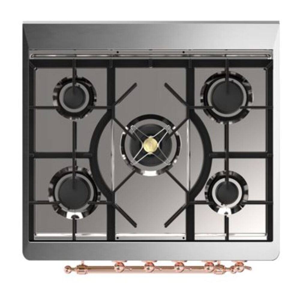 Alt View 4. ILVE - ILVE Majestic II Series  30 in. Dual Fuel Range with 5 Sealed Burners (Natural Gas, Copper Trim) - White.