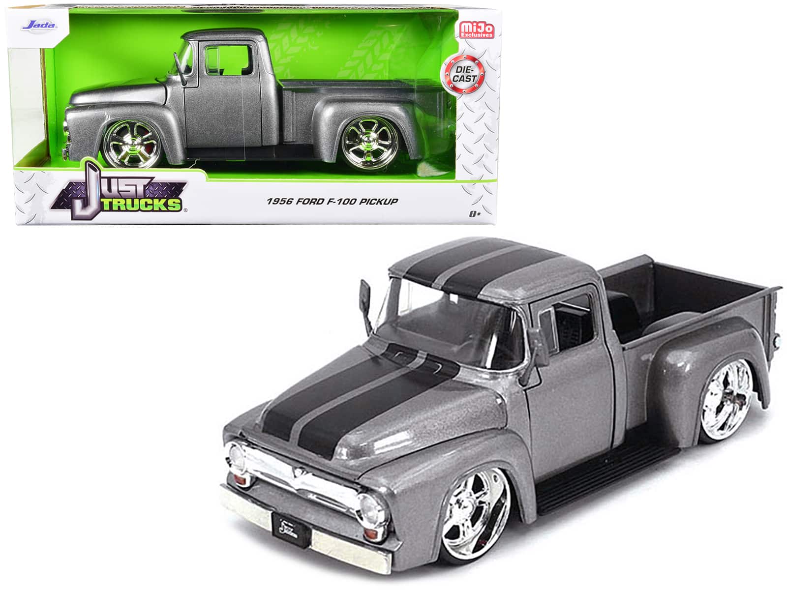 "1956 Ford F-100 Pickup Truck Gray Metallic with Black Stripes ""Just Trucks"" Series 1/24 Diecast Model Car by Jada" price history on PriceWatchPro