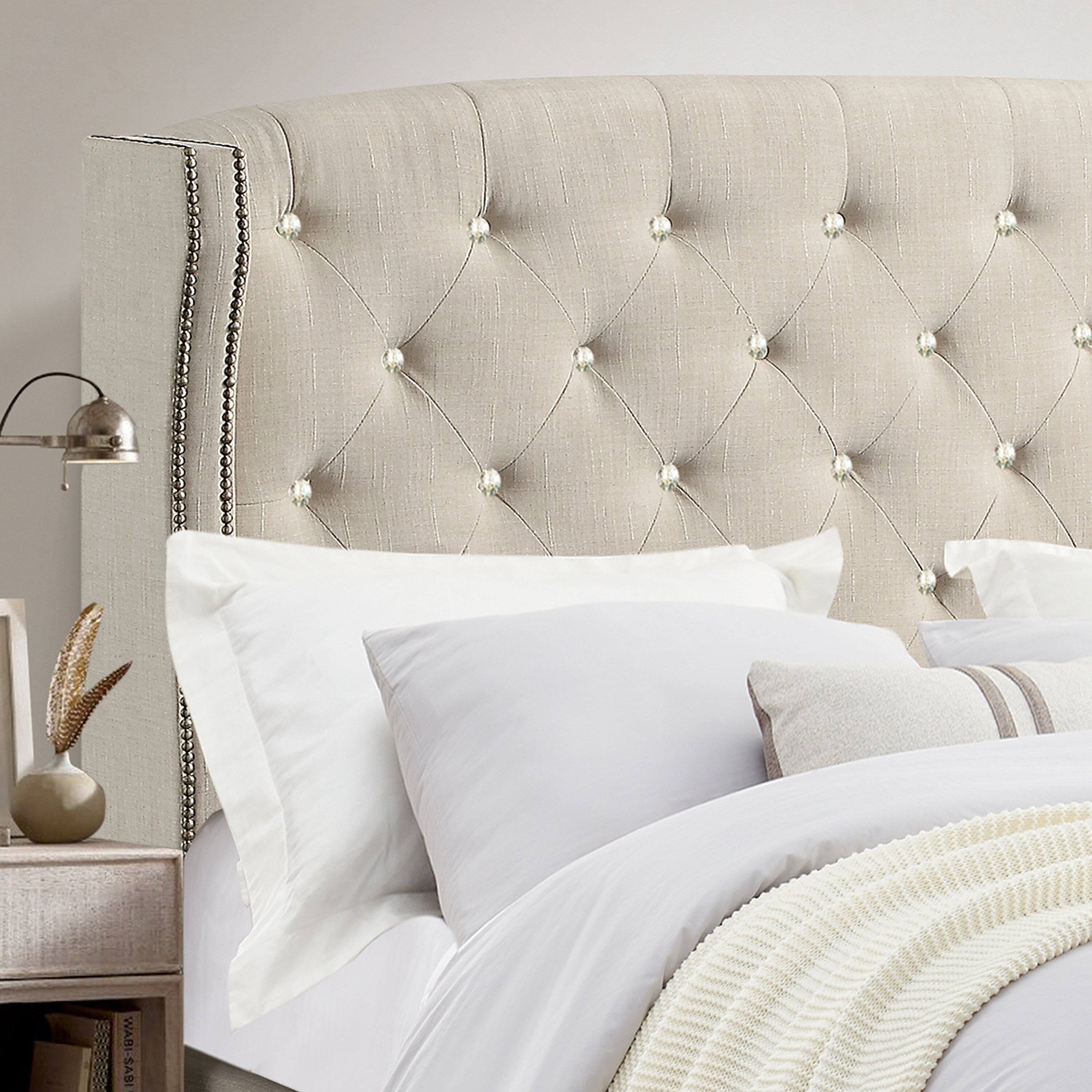 Alt View 1. Boyel Living - 68 in Button Tufted Upholstered Bed Vintage Style Bed Frame with Solid Wood Legs in White - Off-white.