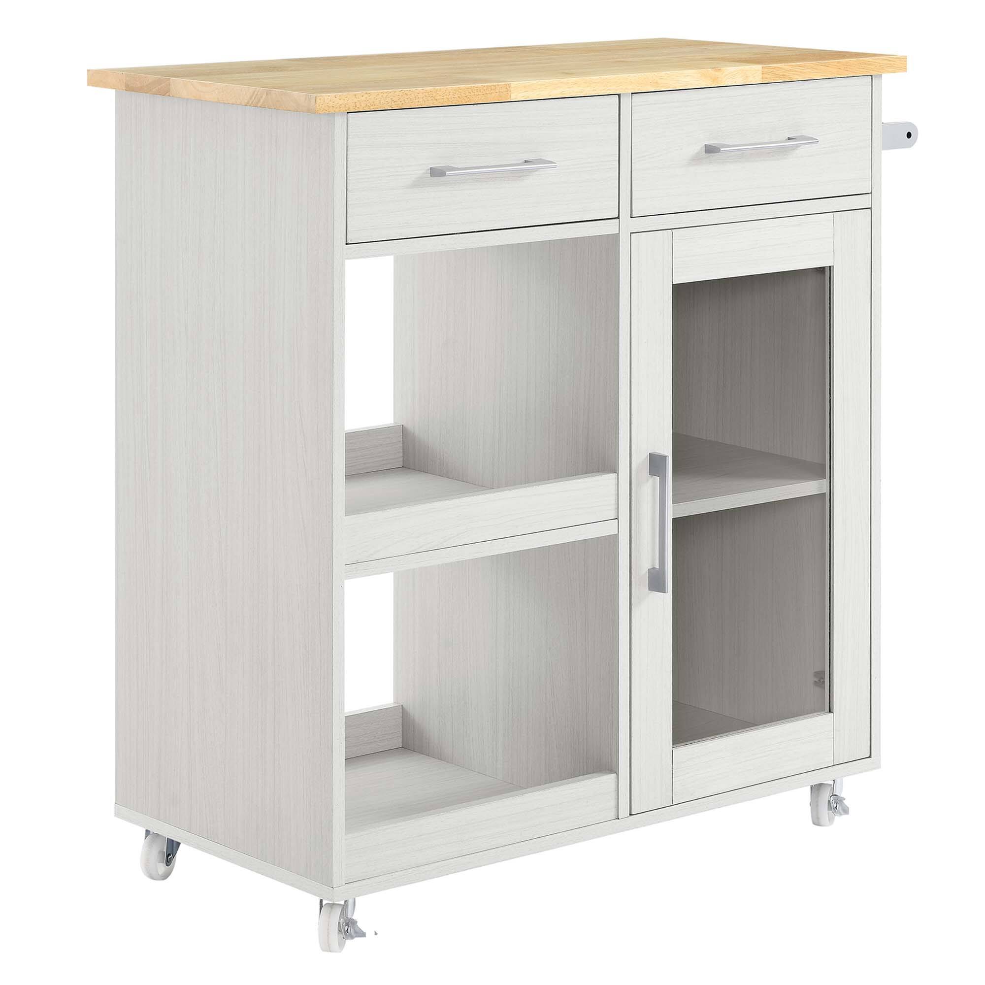 Angle. Modway - Culinary Kitchen Cart With Towel Bar by Modway - White Natural.