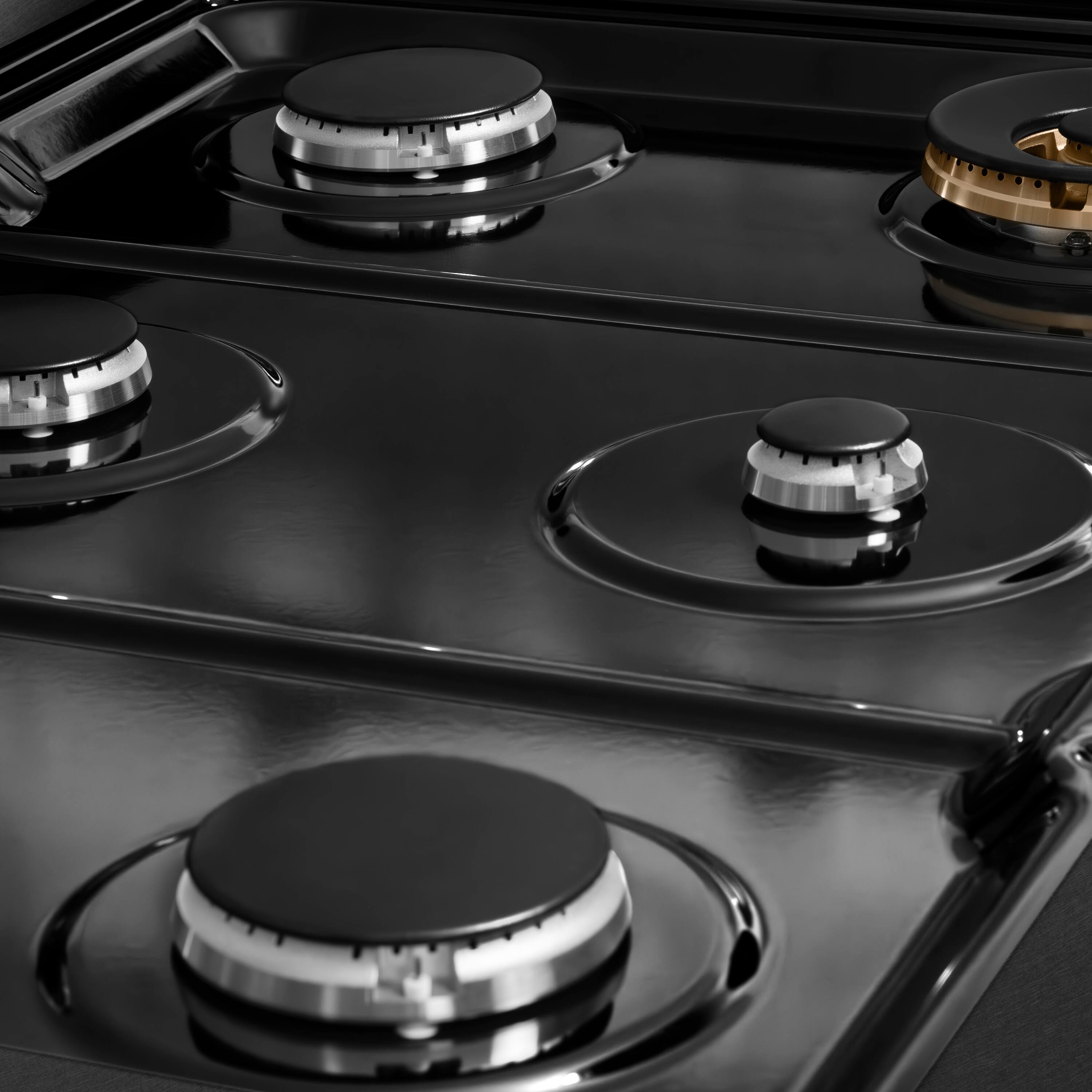 Back. ZLINE - ZLINE 36 in. 6 Burner Paramount Gas Rangetop with 4 Burners and Porcelain Cooktop in Black Satin Steel (SRTBS-36) - Black Satin Stainless Steel.