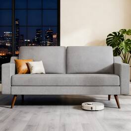 Vipbear - 65.4"Loveseat Sofa,Comfy Linen Love Seat Couches for Living Room,with Spring Cushion,Solid Wood Frame,Tool-Free Assembly - Gray