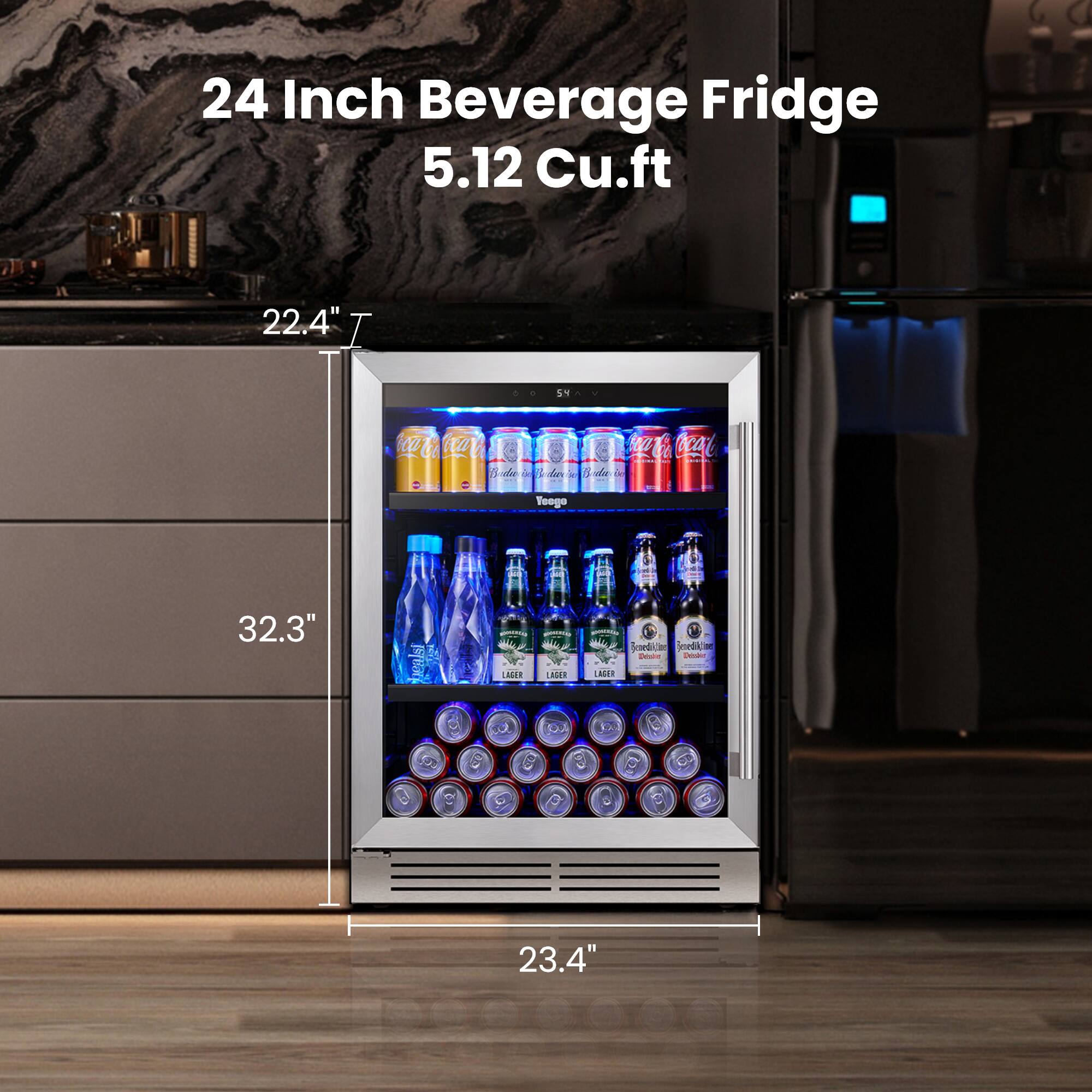 24 Inch Beverage Fridge  
5.12 Cu.ft  
22.4"  
32.3"  
23.4"