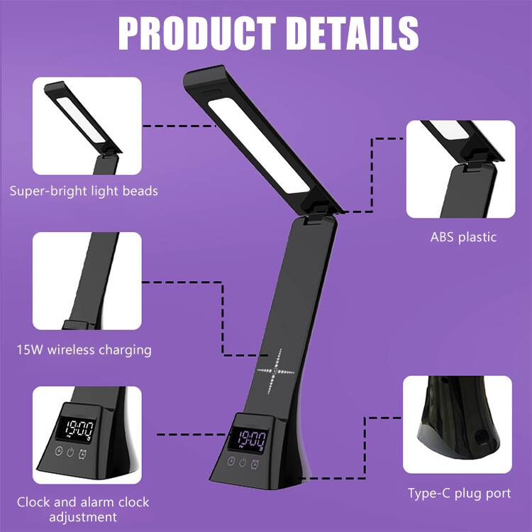 PRODUCT DETAILS  
- Super-bright light beads  
- ABS plastic  
- 15W wireless charging  
- Clock and alarm clock adjustment  
- Type-C plug port