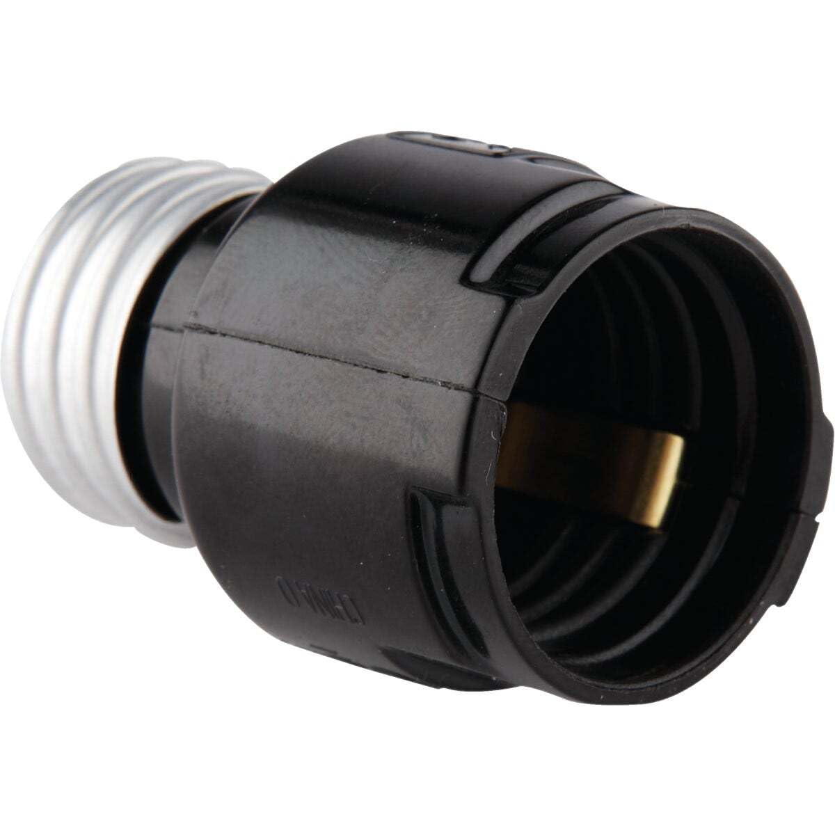 Back. Leviton - Medium-Medium Base Phenolic Lampholder Adapter One-Piece 1-3/16 Inch - Black.
