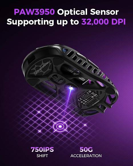 GravaStar Mercury X Pro 8KHz Wireless Optical Gaming Mouse with