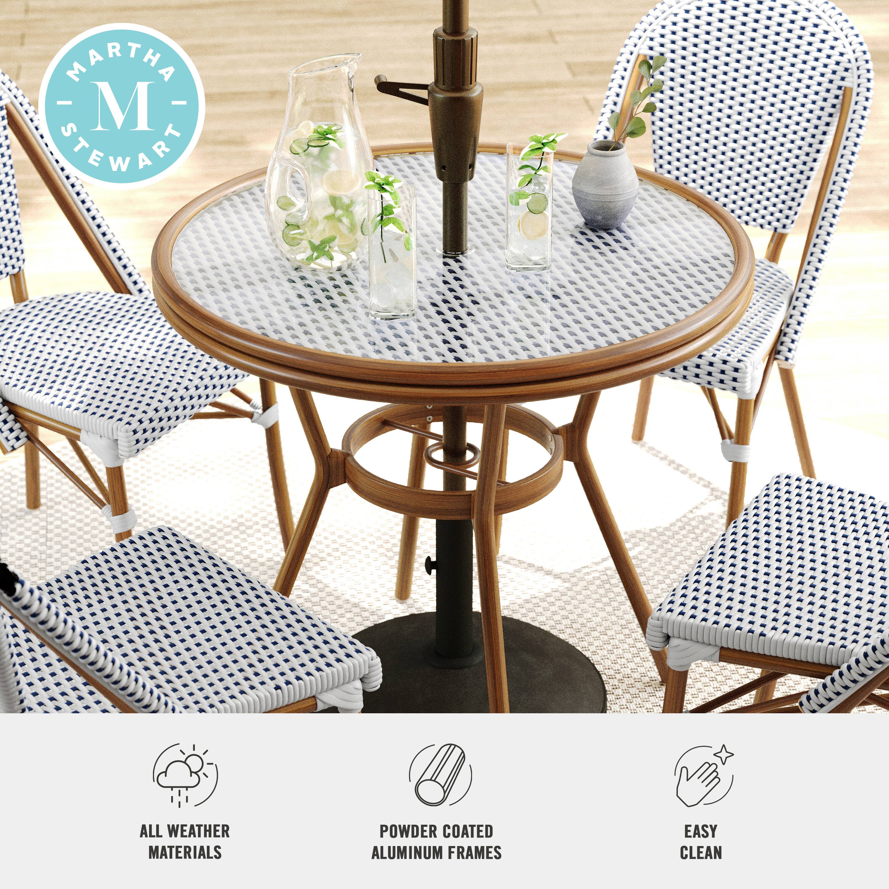 MARTHA STEWART ALL WEATHER MATERIALS U POWDER COATED ALUMINUM FRAMES EASY CLEAN