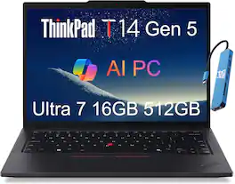 Lenovo - Upgraded - ThinkPad T14 Gen 5 14" WUXGA Business Laptop - Intel Core Ultra 7 with 16GB RAM - 512GB SSD - Windows 11 Pro - Black