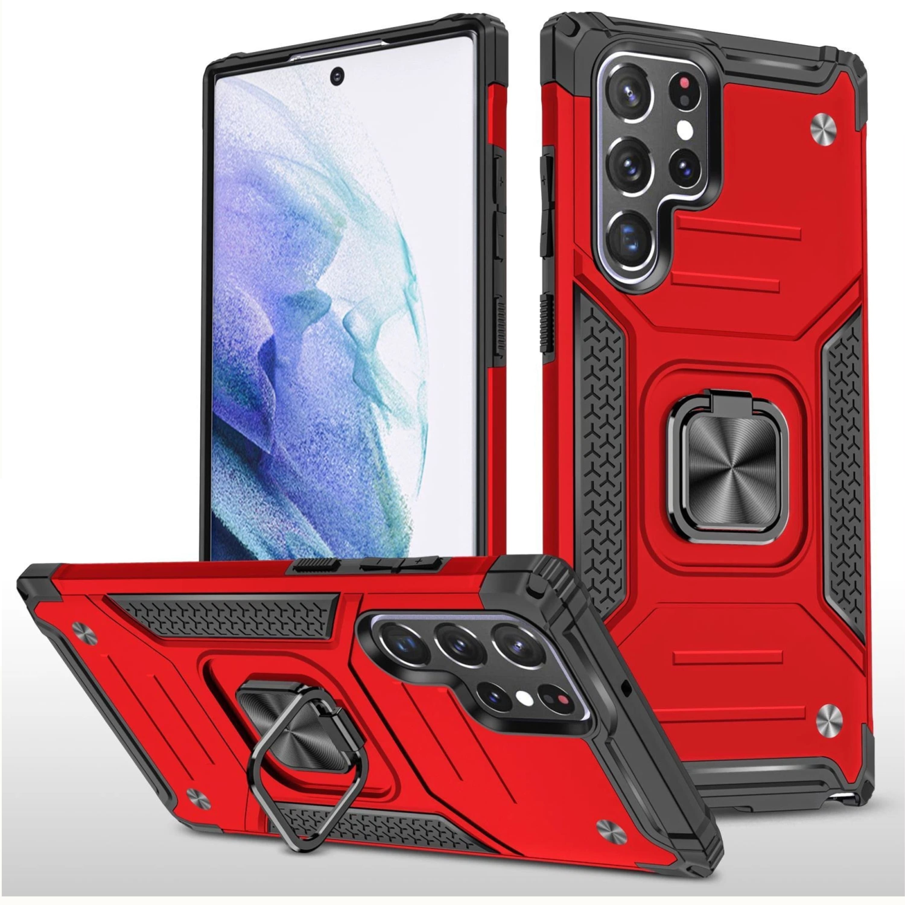 Kitcheniva - Shockproof Cover With Magnetic Ring Kickstand For Samsung Galaxy S22 Case Only - Red