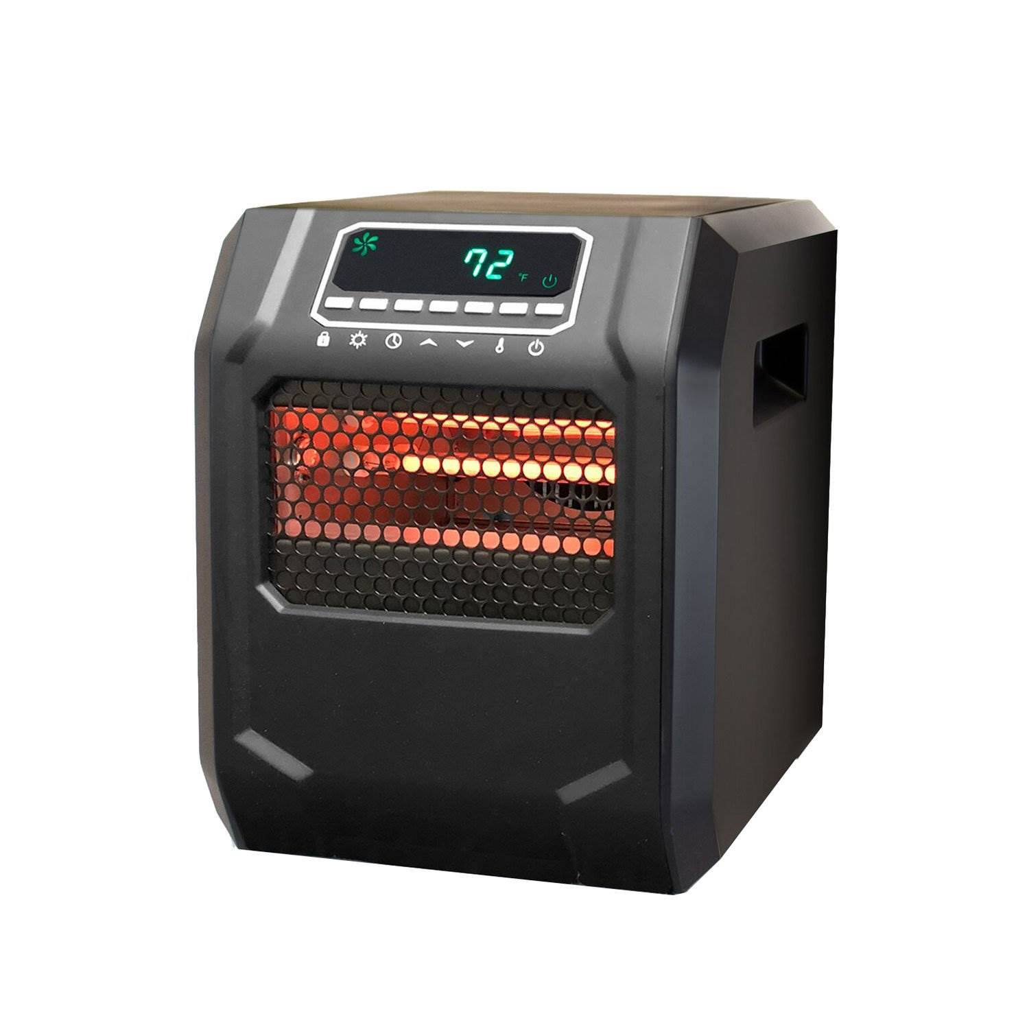 Front. Lifesmart - Lifesmart 4 Element 1500W Portable Electric Infrared Quartz Space Heater, Indoor - Dark Oak / Brown.