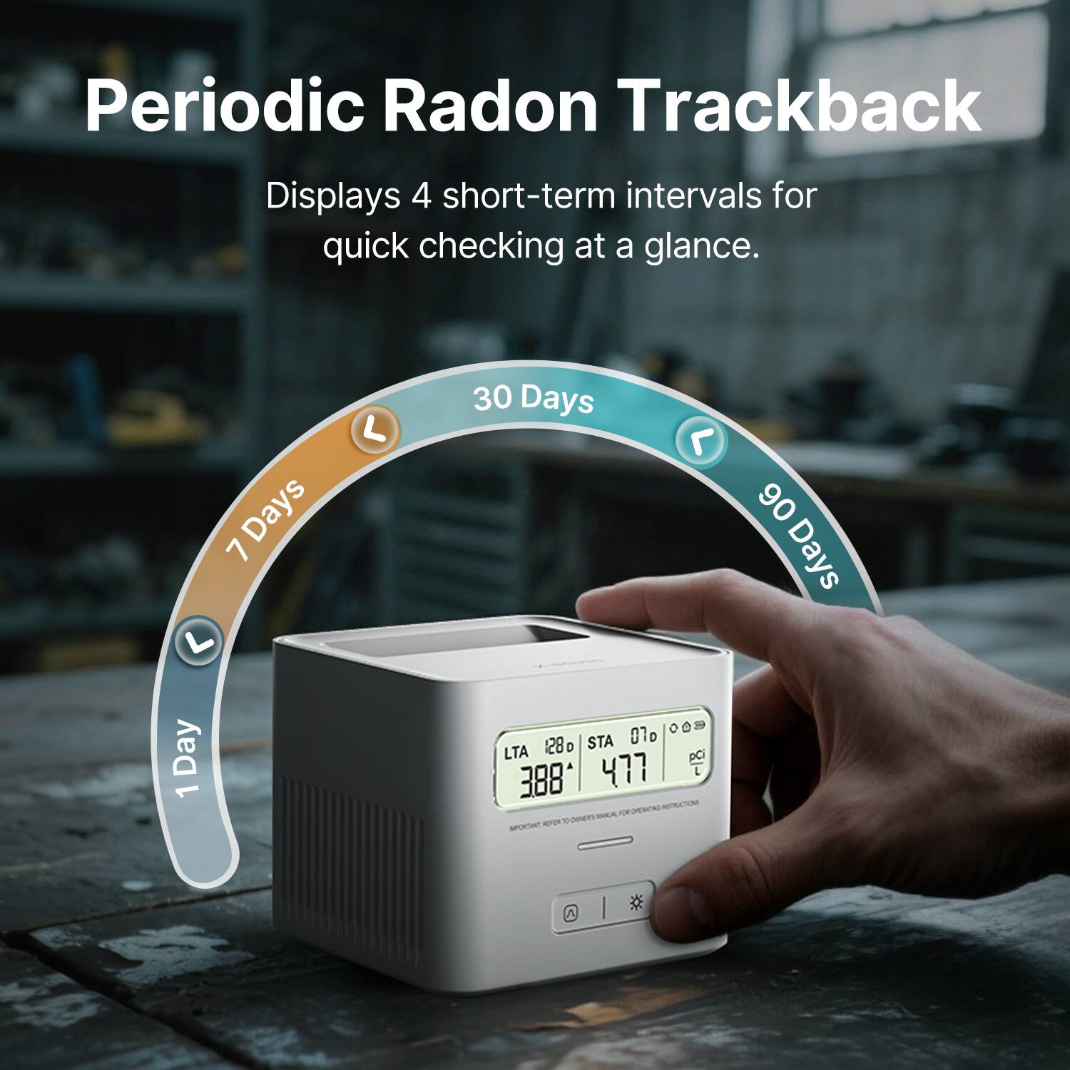 Periodic Radon Trackback  
Displays 4 short-term intervals for quick checking at a glance.  
Days: 1, 7, 30, 90  
STA: 010  
LTA: 477  
388*  
SA: NTER  
SCI