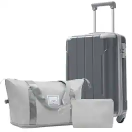 Ecooso - 20 Inch Carry On Luggage 3 Piece Set Lightweight Hardshell Suitcase with Spinner Wheels - Cool Gray