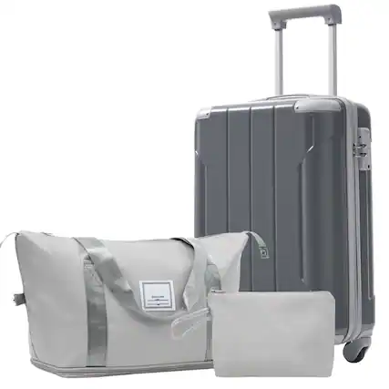 Front. Ecooso - 20 Inch Carry On Luggage 3 Piece Set Lightweight Hardshell Suitcase with Spinner Wheels - Cool Gray.