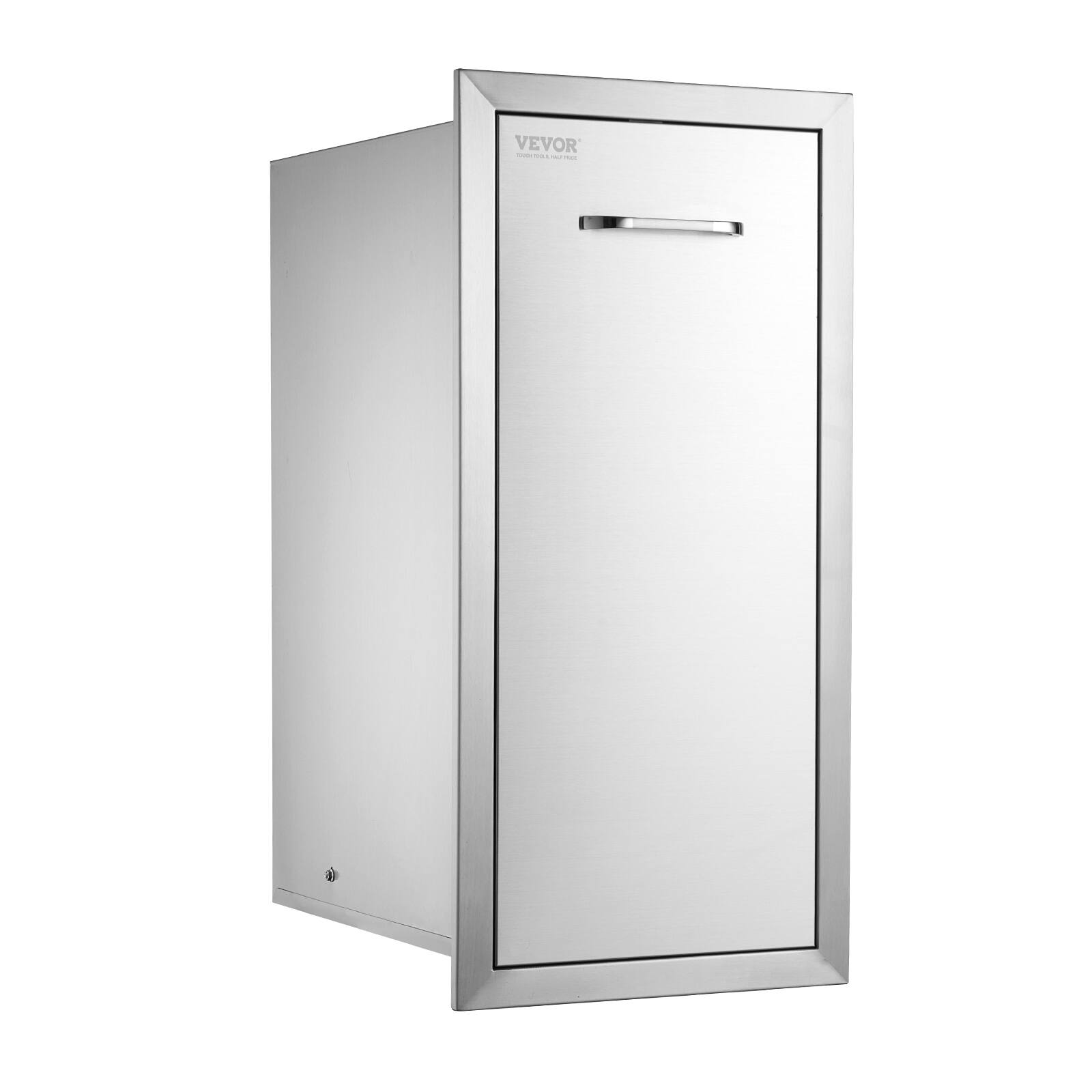 Alt View 5. VEVOR - Pull Out Trash Drawer 13.6Wx26Hx19.3D Inch Lower Sliding Rails Stainless Steel Roll Out Trash Bin Pull Out Tray Outdoor - Natural color.