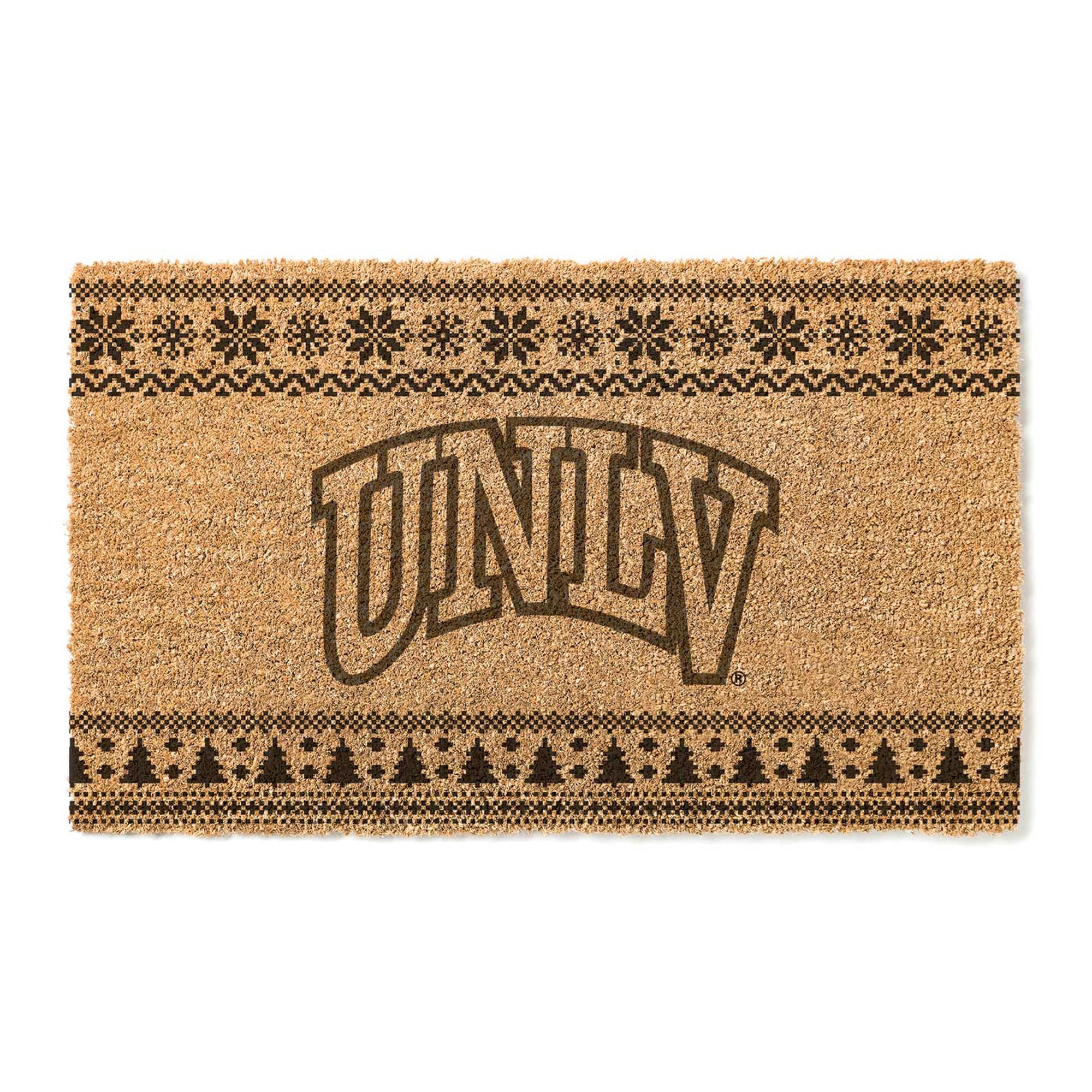 Front. Jardine - UNLV Rebels 18" x 30" Holiday Coir Doormat - Brown.