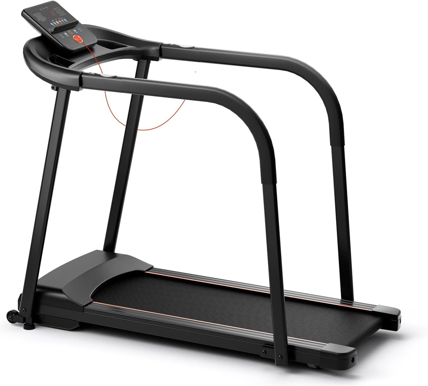 Front. Costway - Costway 2.5 HP Walking Treadmill with  Long Handrails for Seniors Pulse Sensors LED Display - Black.
