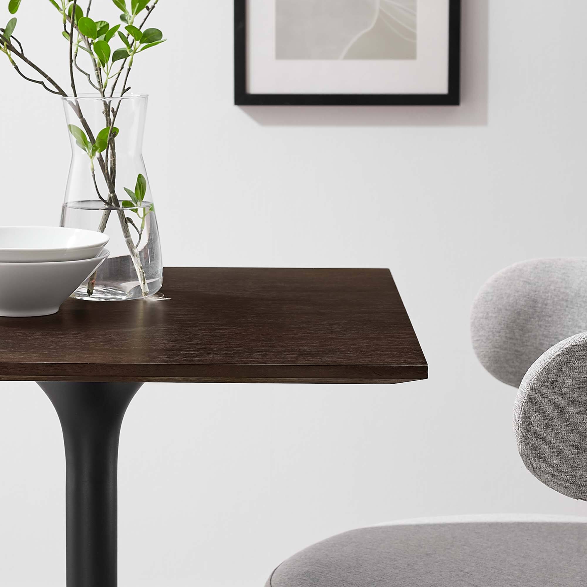 Alt View 1. Modway - Lippa Square Wood Dining Table - Black Cherry Walnut.